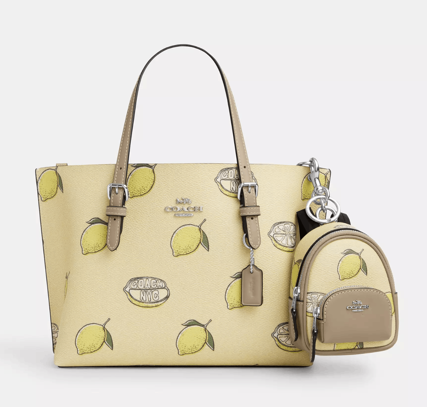 Coach Mini Court Backpack Bag Charm With Lemon Print CAP03 Size ONE SIZE - 4 Thumbnail