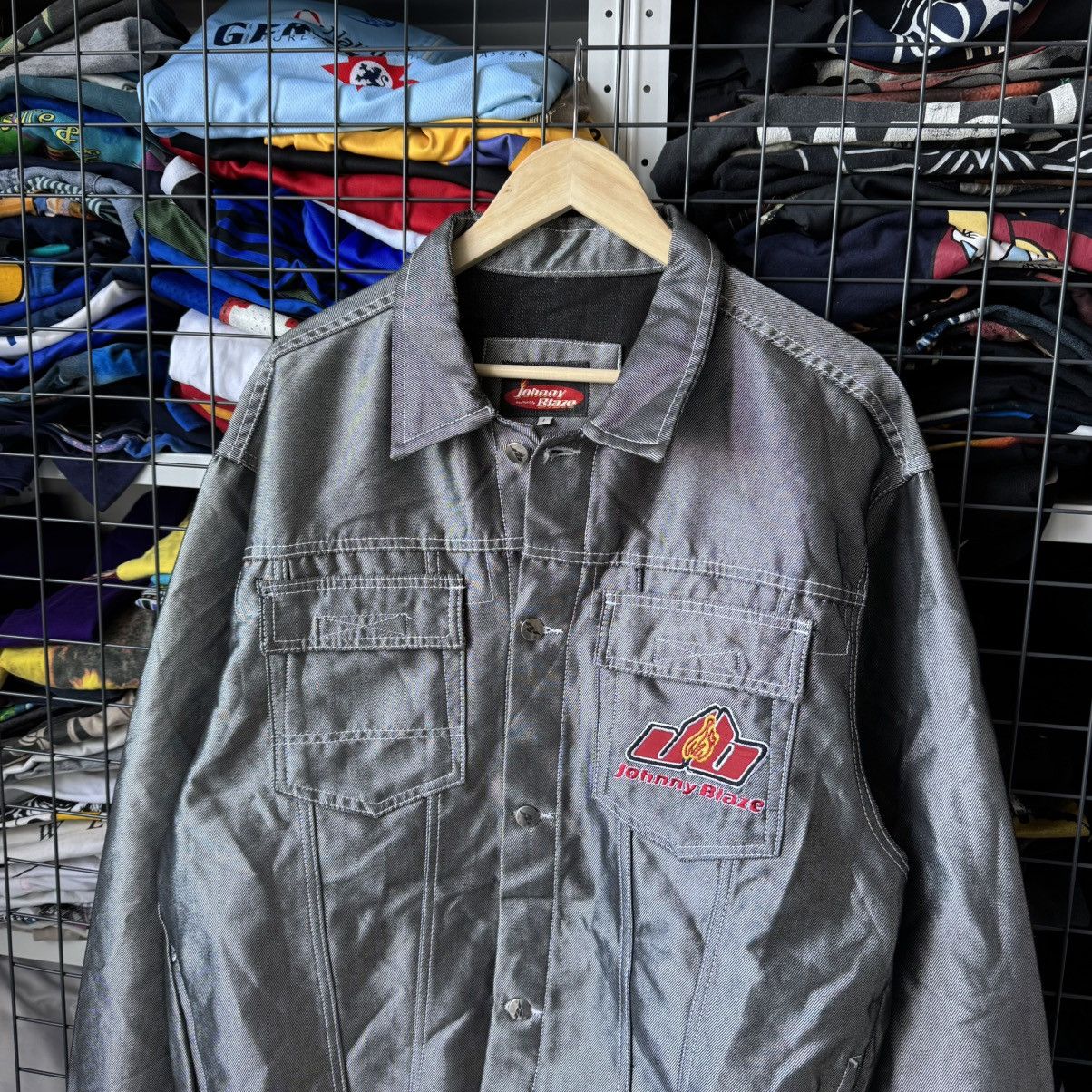Vintage Rare‼️ Vintage 90s Johnny Blaze Workwear Silver Metal Jacket Size US L / EU 52-54 / 3 - 5 Thumbnail