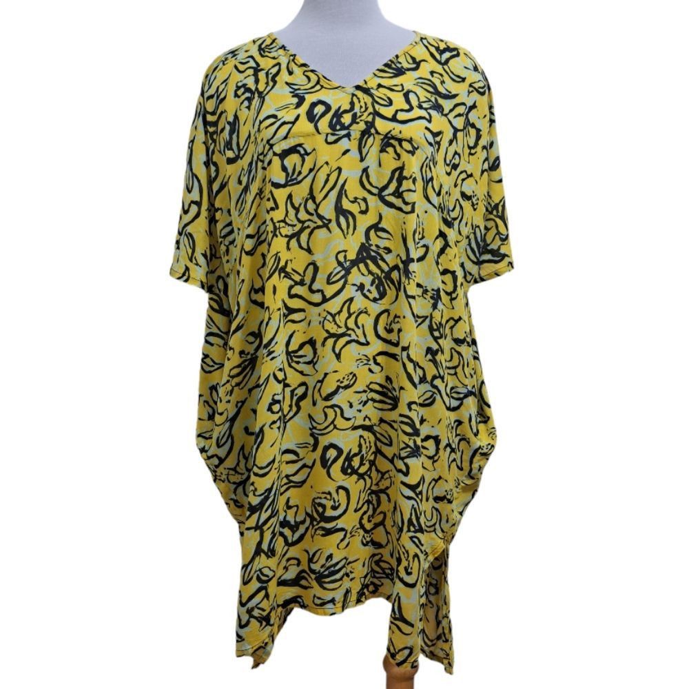 Onia Diane Von Furstenberg x Onia Hanna Floral Kaftan Oversized XS/Small Yellow Size S / US 4 / IT 40 - 4 Thumbnail
