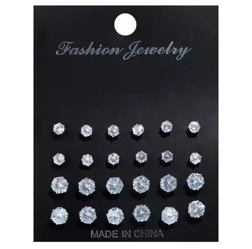 Jewelry Hitomi x Miwa 12 Pairs/Pack White Shiny Wedding Stud Earring Size ONE SIZE - 8 Thumbnail