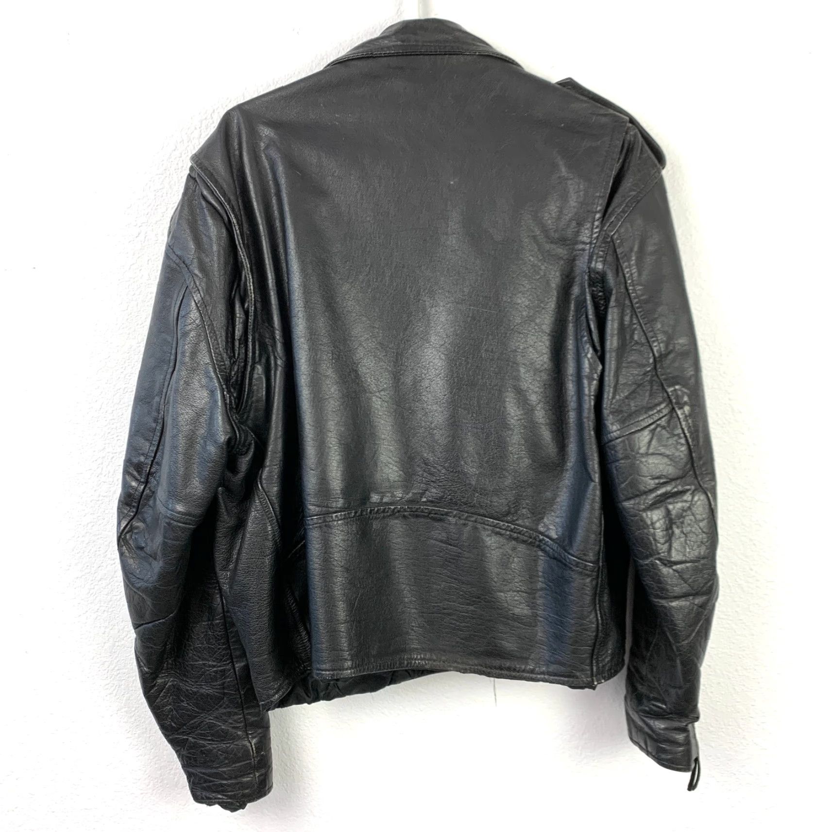 Vintage VINTAGE FMC Leather Black Silver Moto Jacket 46 Men’s 90s Biker Riding Short Zip Full Zip Size US S / EU 44-46 / 1 - 6 Thumbnail