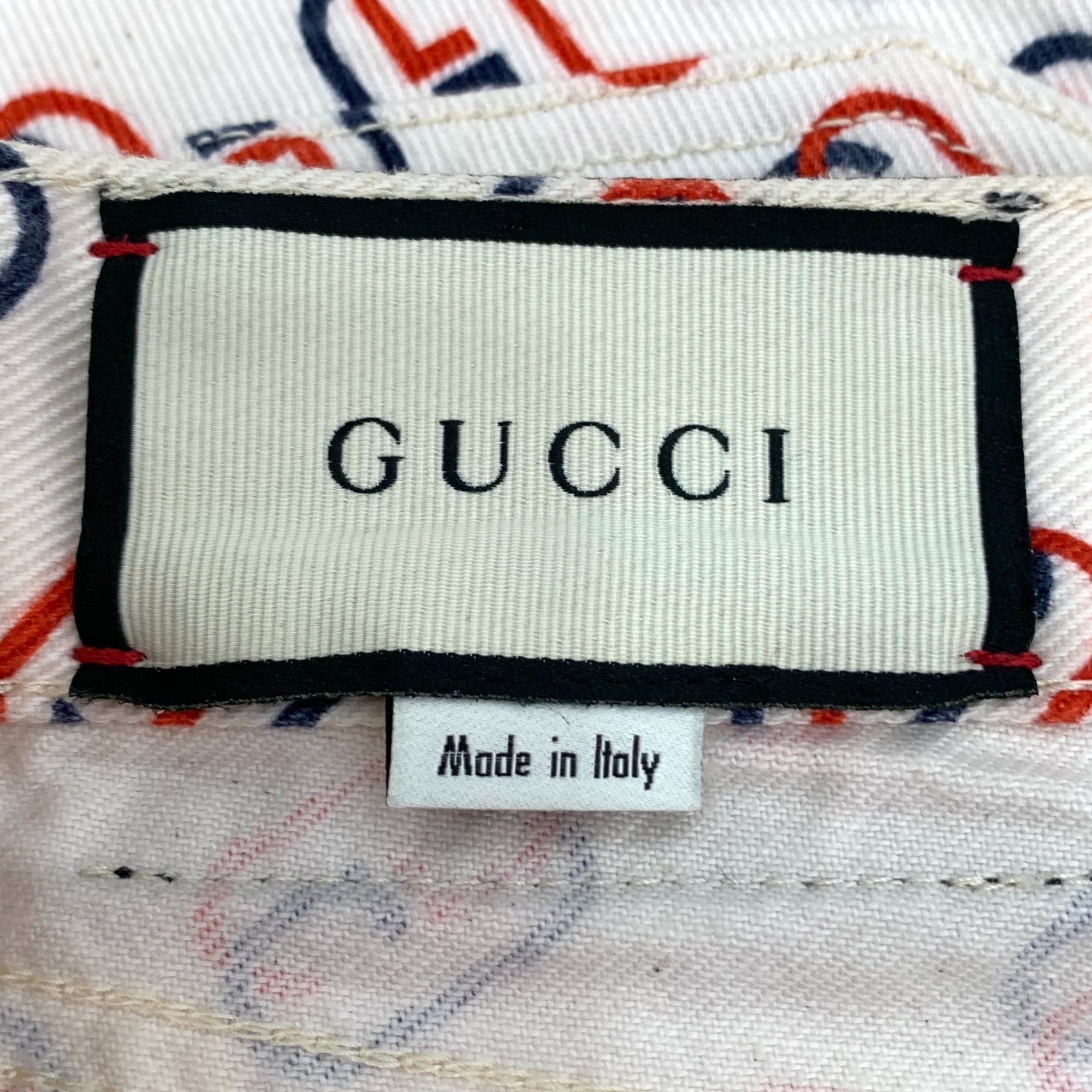 Gucci H9322 Gucci Womens Ivory Logo Print Denim Shorts Cotton Blen Size 32" / US 10 / IT 46 - 5 Thumbnail