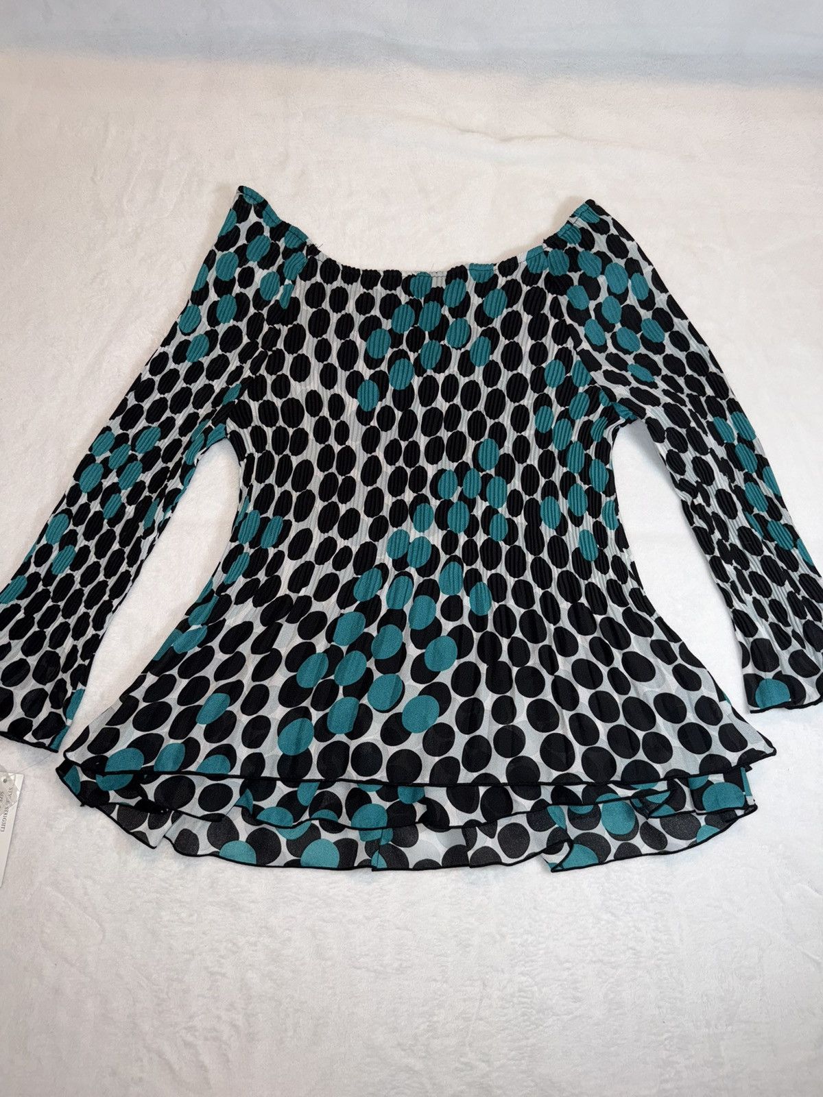 Other Zac & Rachel Y2K Peasant Top Teal Polka Dot Ruffle Blouse Size S / US 4 / IT 40 - 5 Thumbnail