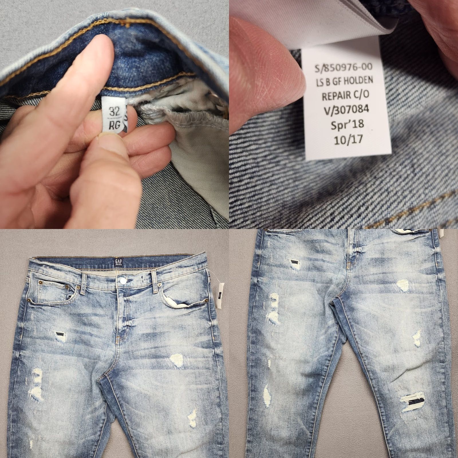 Gap VINTAGE Gap Denim Jeans Womens 32 Regular Best Girlfriend Distressed Tapered Stretch NEW Size 24" / US 00 / IT 34 - 9 Thumbnail