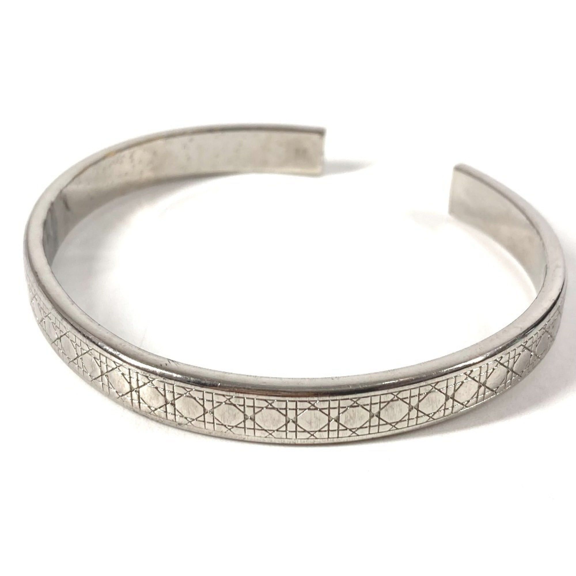 Dior Christian Dior Dior Cannage Logo Bangle Bracelet in Silver Metal for Women Size ONE SIZE - 1 Thumbnail