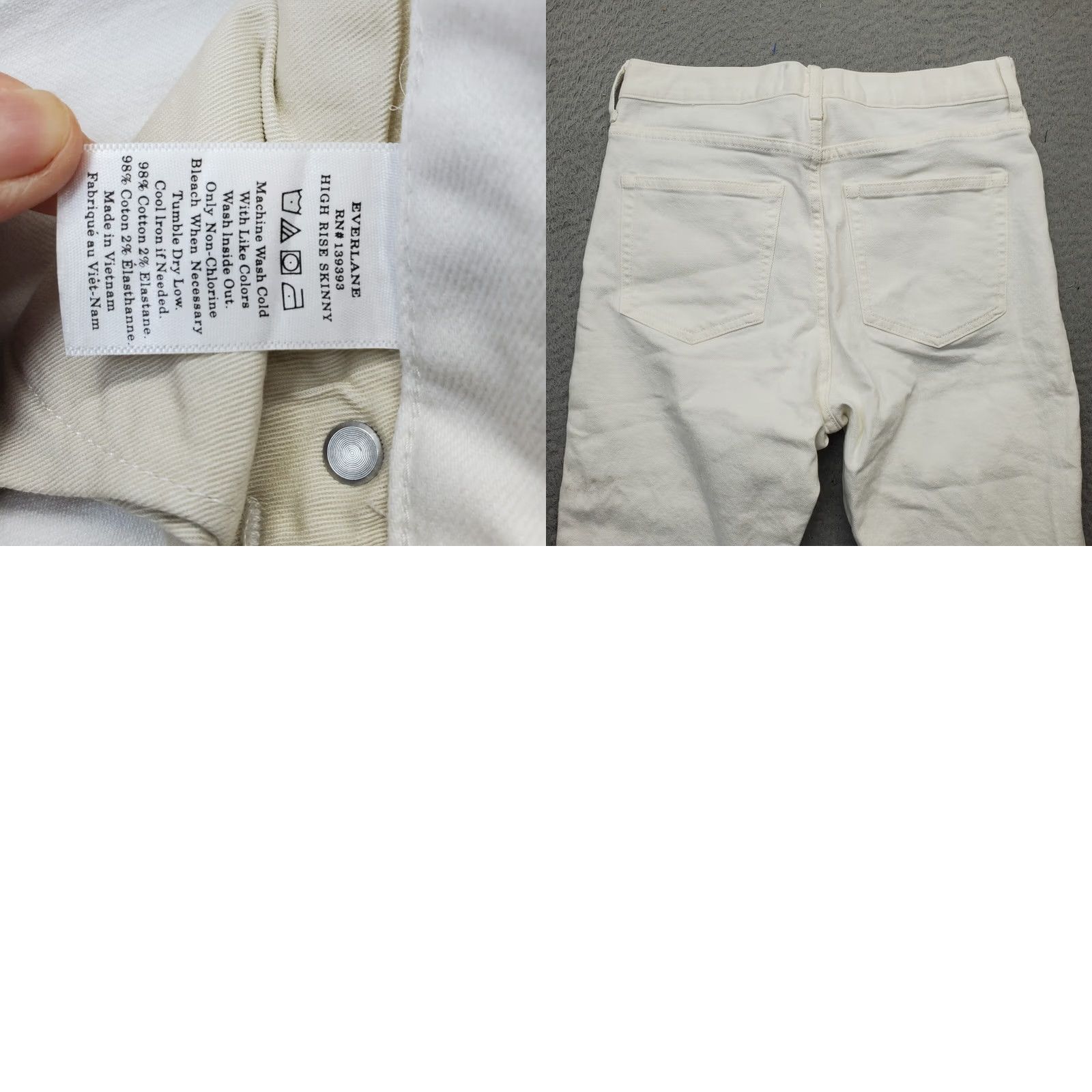 Everlane Everlane Skinny Jeans Womens 28 White Denim High Rise Slit Ankle 5-Pocket Design Women Size 28 White Denim 5-Pocket Design Jeans (Vintage: No) Size 28" / US 6 / IT 42 - 8 Thumbnail
