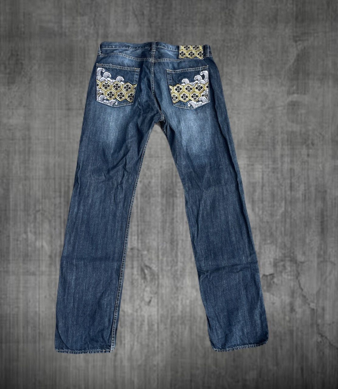 If Six Was Nine 2000s Japanese archive Sukajan Wabori Embroidery Jeans Size US 34 / EU 50 - 1 Thumbnail
