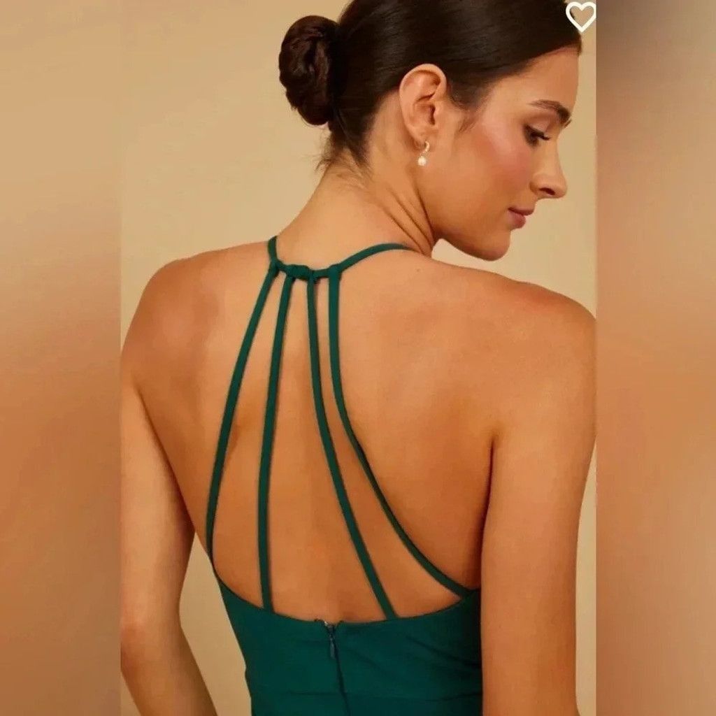 Lulus NEW with tags (NWT) Lulus Forest Laurel Luxe Crepe Dress Size L / US 10 / IT 46 - 6 Thumbnail