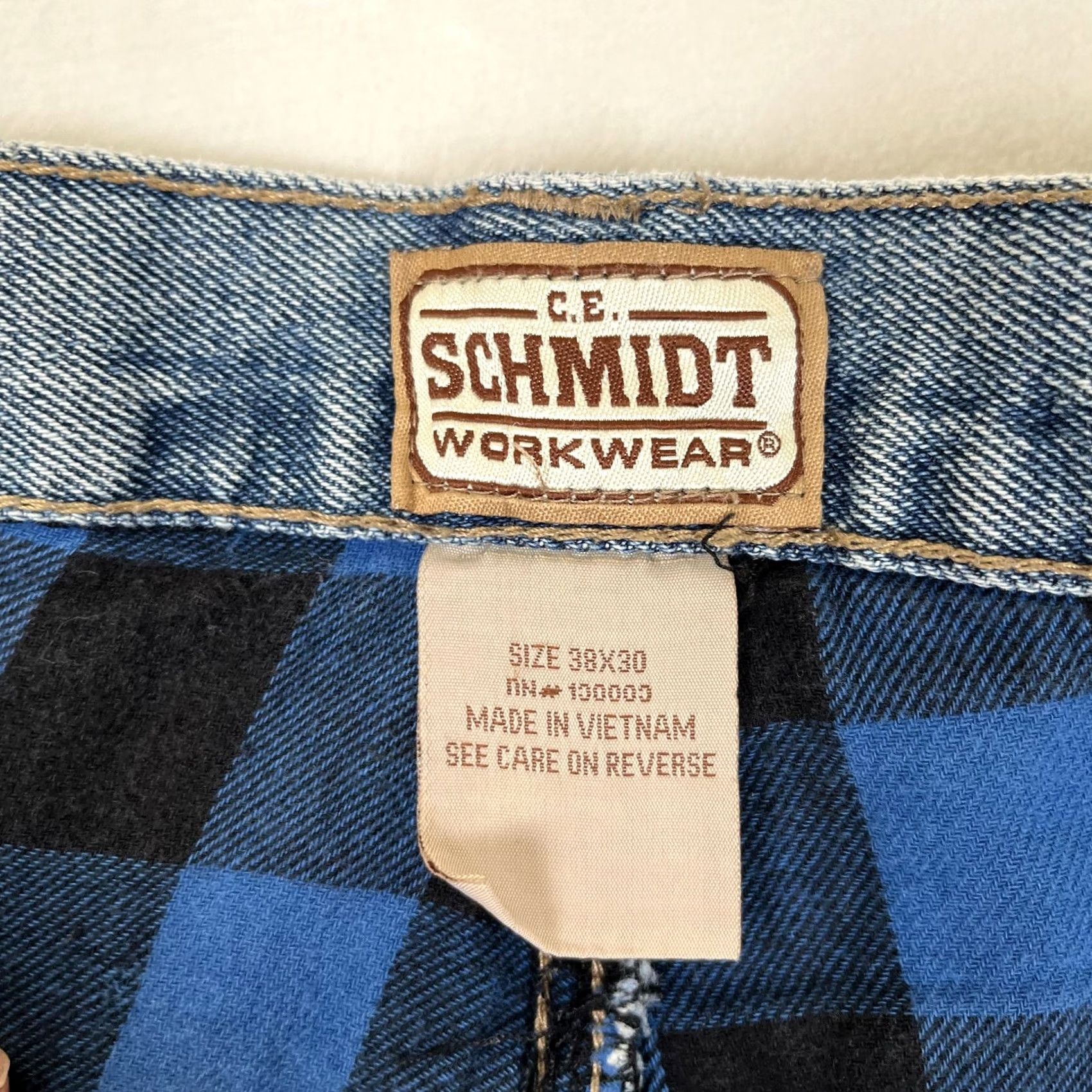 Denime C.E. Schmidt Jeans Mens 38x30 Blue Relaxed Straight Flannel Lined Work Denim Jeans Size US 38 / EU 54 - 4 Thumbnail