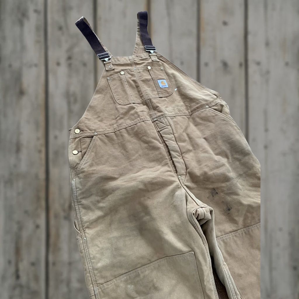 Carhartt VINTAGE Carhartt Brown Canvas Work Farm Hipster Bib Overalls Men 50x28 Insulated Jeans Archives? Size US 34 / EU 50 - 1 Thumbnail