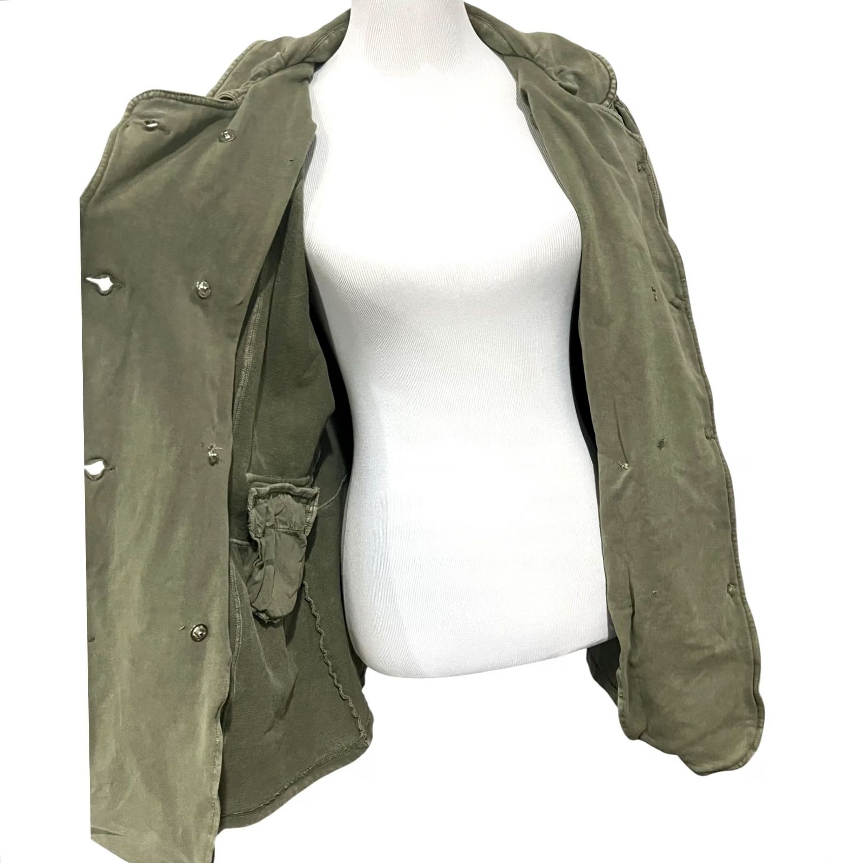 Doublet Ojai Women’s Jacket Green Peacoat Double Breasted Buttons Cotton Made India XL Jacket Women Long Sleeve Solid Pea Coat XOAI? Size XL / US 12-14 / IT 48-50 - 3 Thumbnail