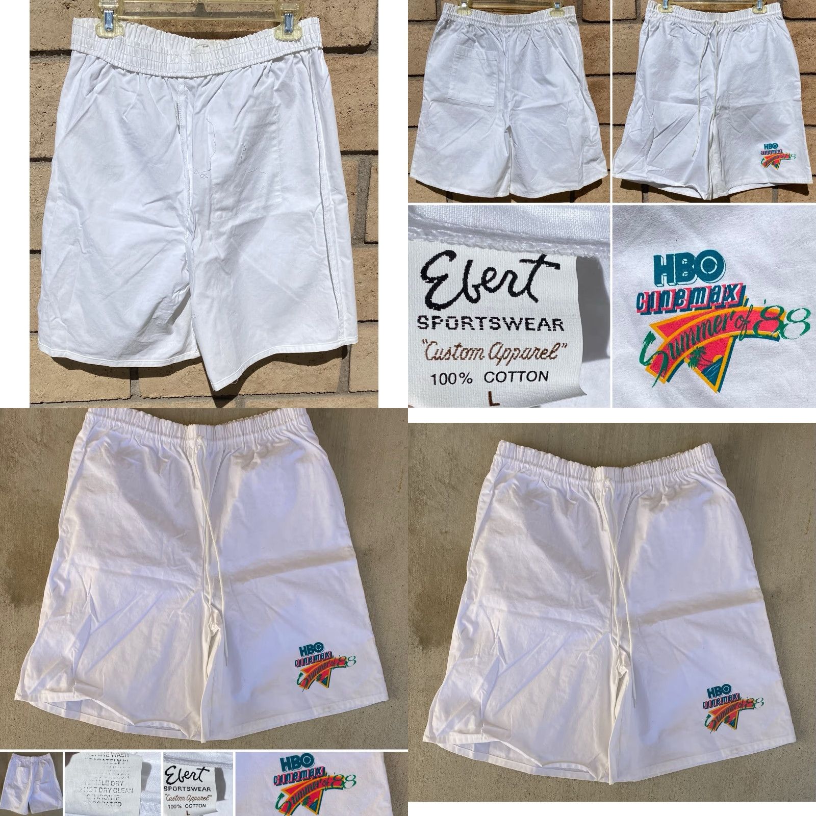 Vintage VINTAGE HBO Cinemax Summer Of 88 Graphics Shorts Drawstring White Cotton Size L Mens Shorts Size US 33 - 8 Thumbnail