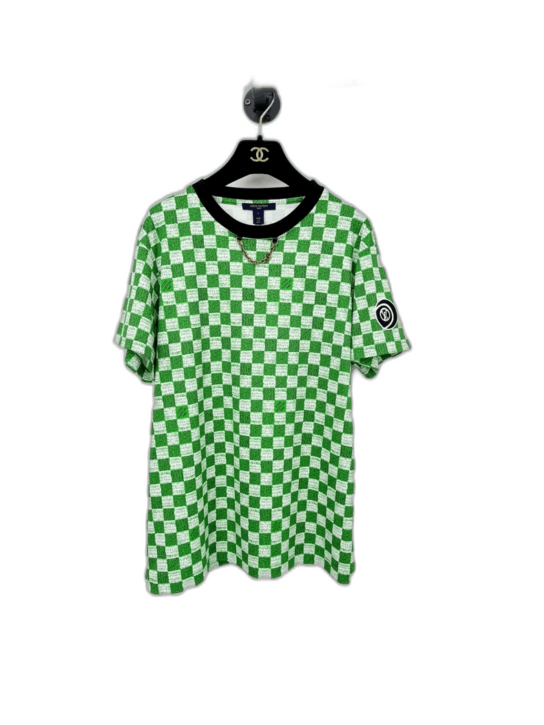 Louis Vuitton Louis Vuitton Green Checkered Short Sleeve Top Size L / US 10 / IT 46 - 1 Thumbnail