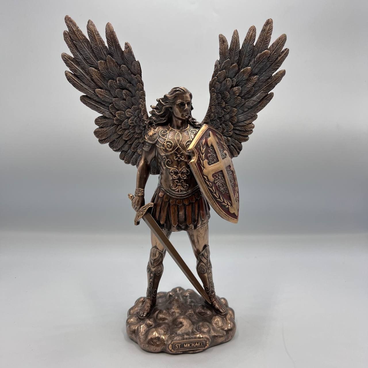 Vintage Archangel Michael Statue Figure Polystone Bronze Home Decor Size ONE SIZE - 2 Thumbnail