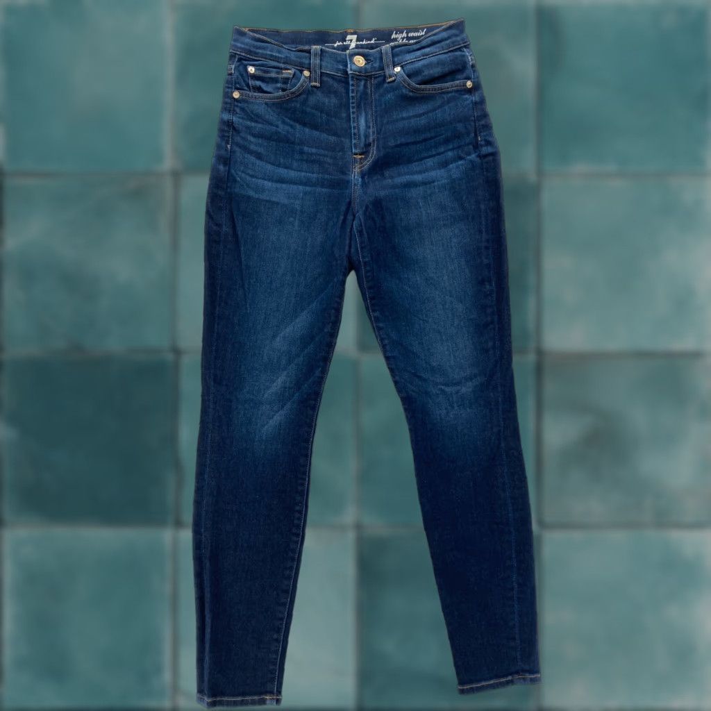 7 For All Mankind 7 For All Mankind Gwenevere Jeans Women's 27 Skinny Dark Wash Blue Stretch Denim Size 27" / US 4 / IT 40 - 1 Thumbnail
