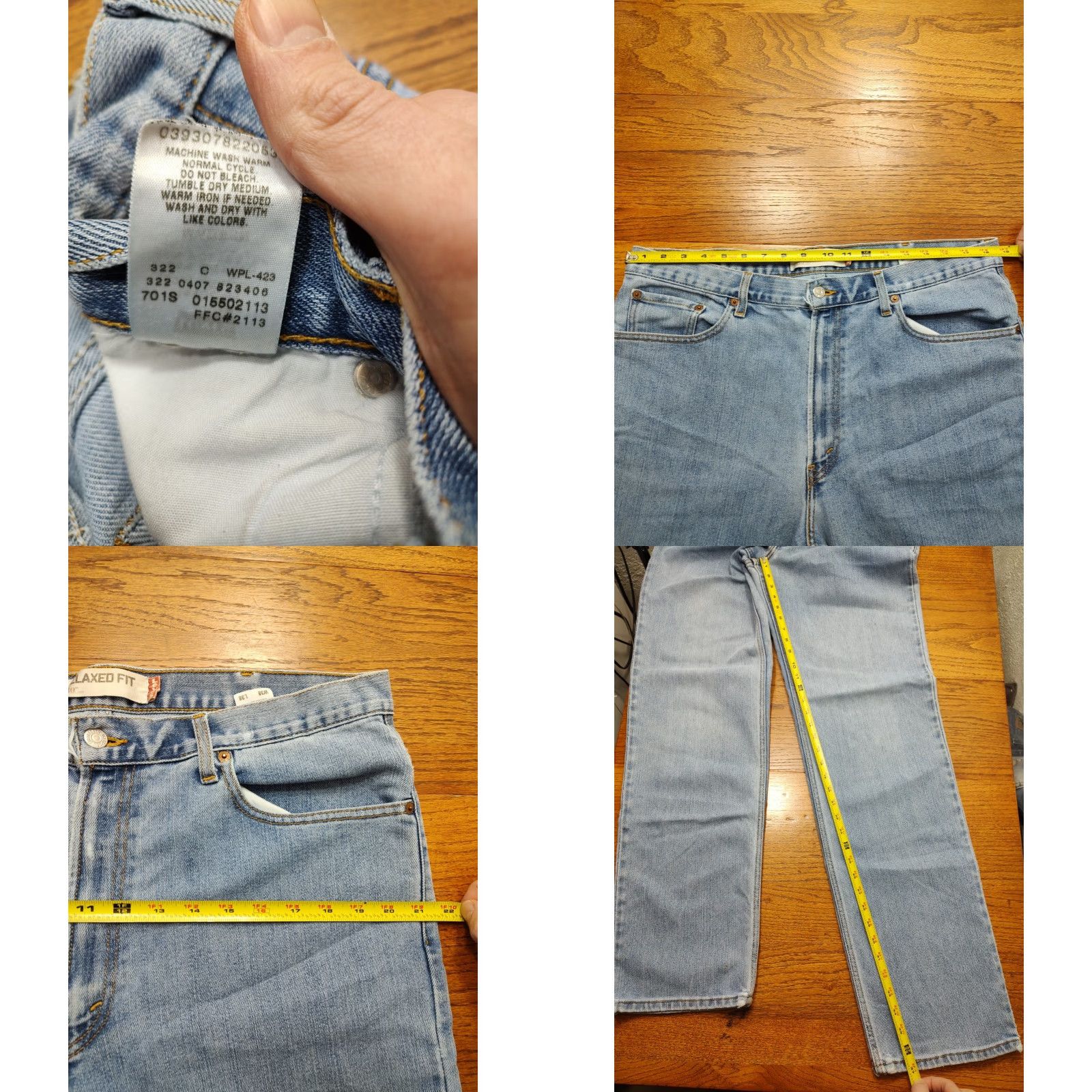 Levi's VINTAGE Levi's 550 Jeans Mens Relaxed 37x37 Light Blue Denim Baggy 90s Y2K USA Steel Logo Pockets Distressed Cotton Blend Regular Waist 37 Inseam 37 Size US 37 - 8 Thumbnail