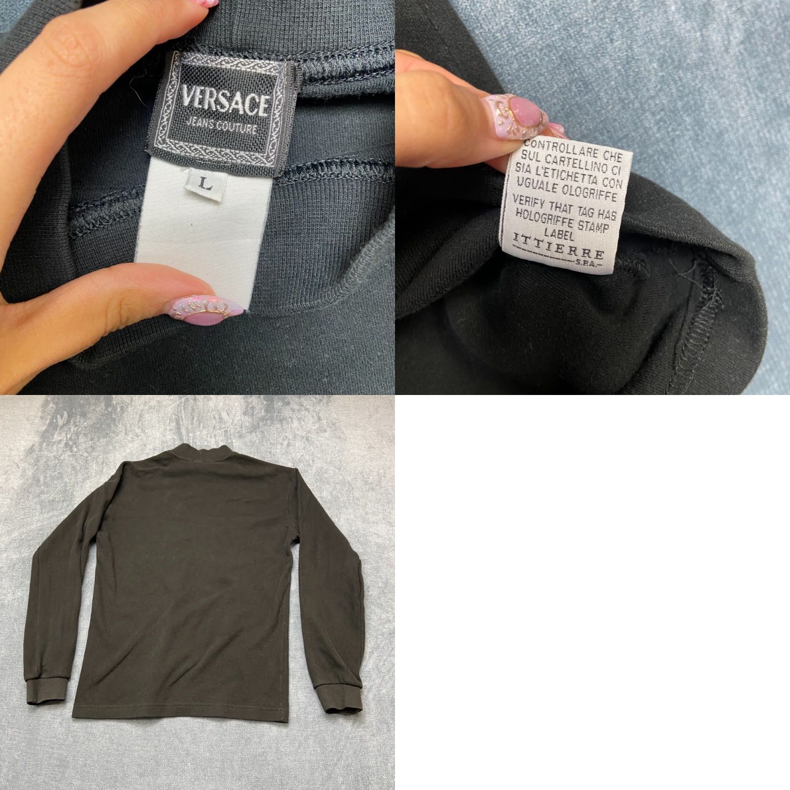 Versace Jeans Couture VINTAGE Versace Jeans Couture Shirt Mens Large Black Dark Wash Mock Neck Long Sleeve Knit Breathable Everyday Wear Size US L / EU 52-54 / 3 - 8 Thumbnail