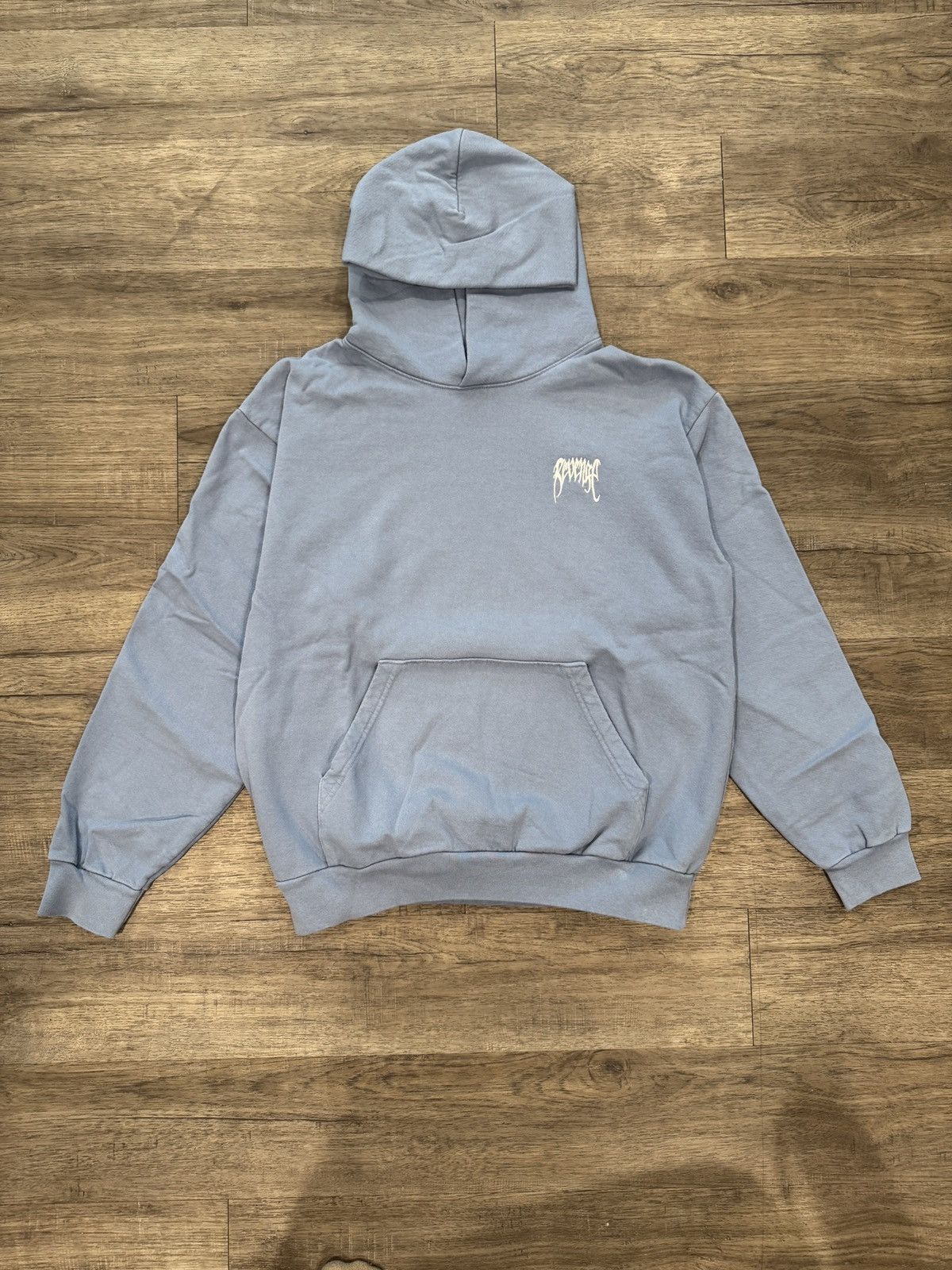 【REVENGE】STONE GREY ALLOVER EMBROIDERED LOGO HOODIE REVENGE】STONE GREY ALLOVER EMBROIDERED LOGO HOODIE