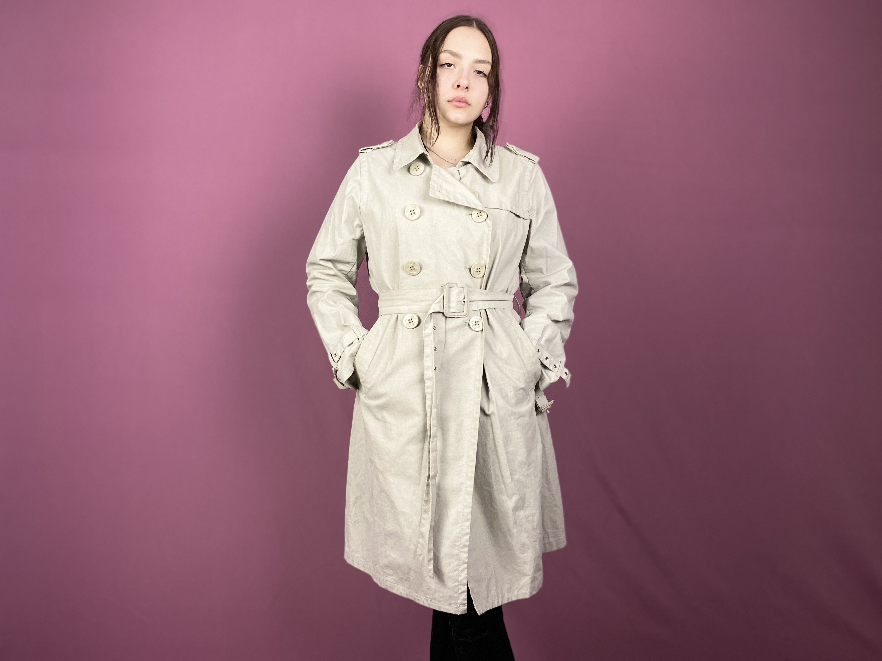Jean Paul Gaultier × Vintage 90s Jean Paul Gaultier Vintage Women's Linen Trench Coat - L Size L / US 10 / IT 46 - 4 Thumbnail