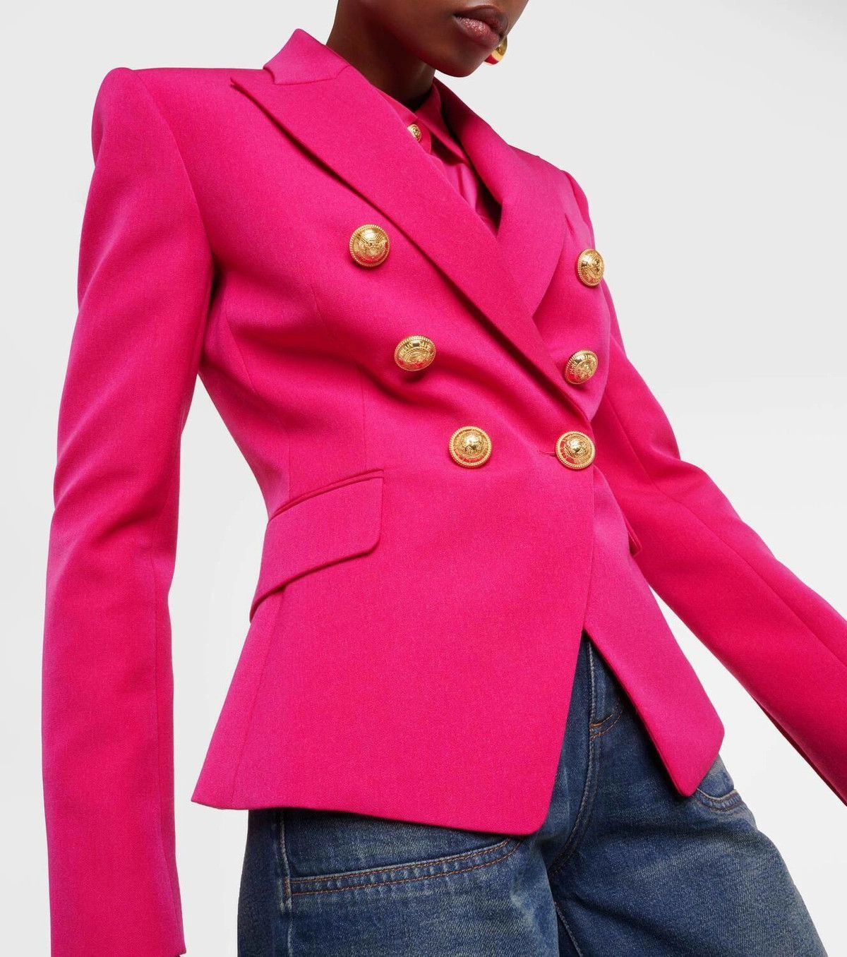 Balmain o1y0525 Blazer in Fuchsia Size XS / US 0-2 / IT 36-38 - 3 Thumbnail