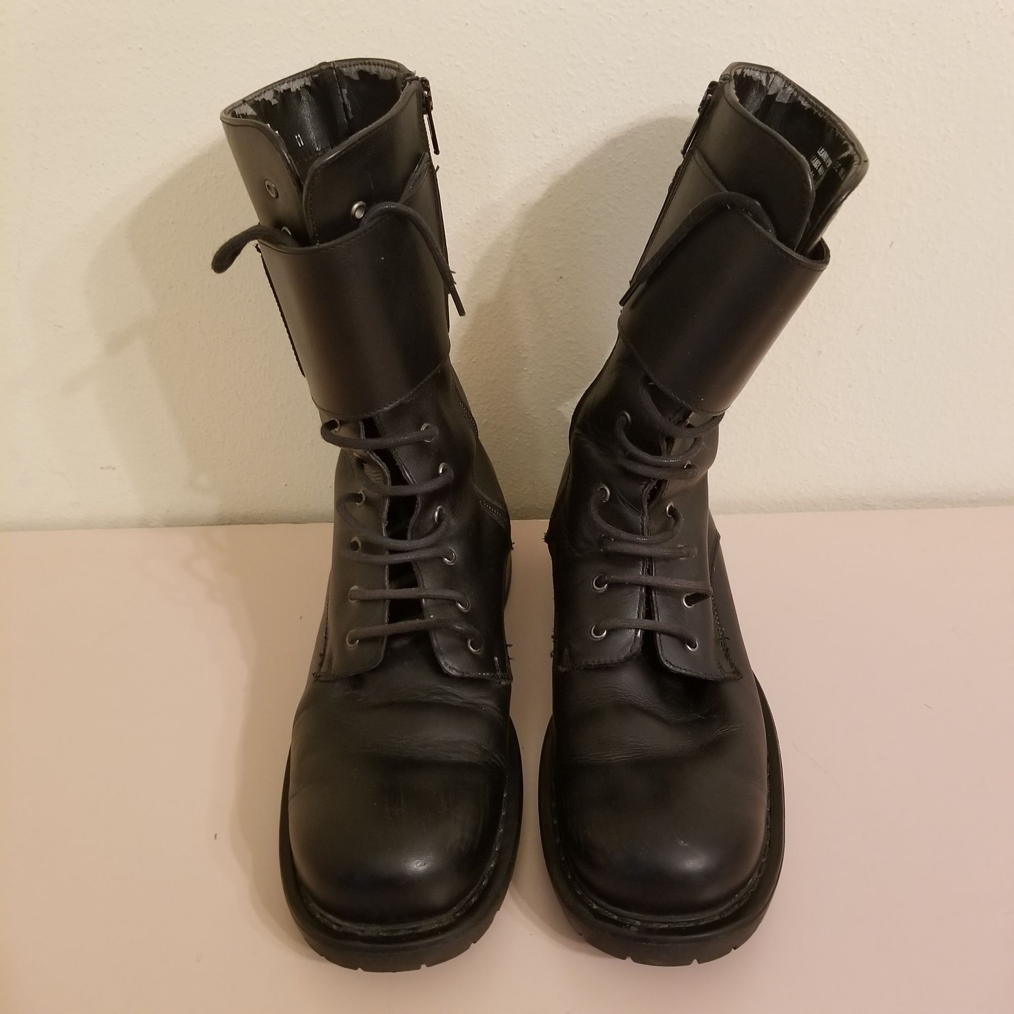 Bass Bass 10 Black Leather Chunky Military Moto Boots Combat 90s Size US 10 / IT 40 - 3 Thumbnail