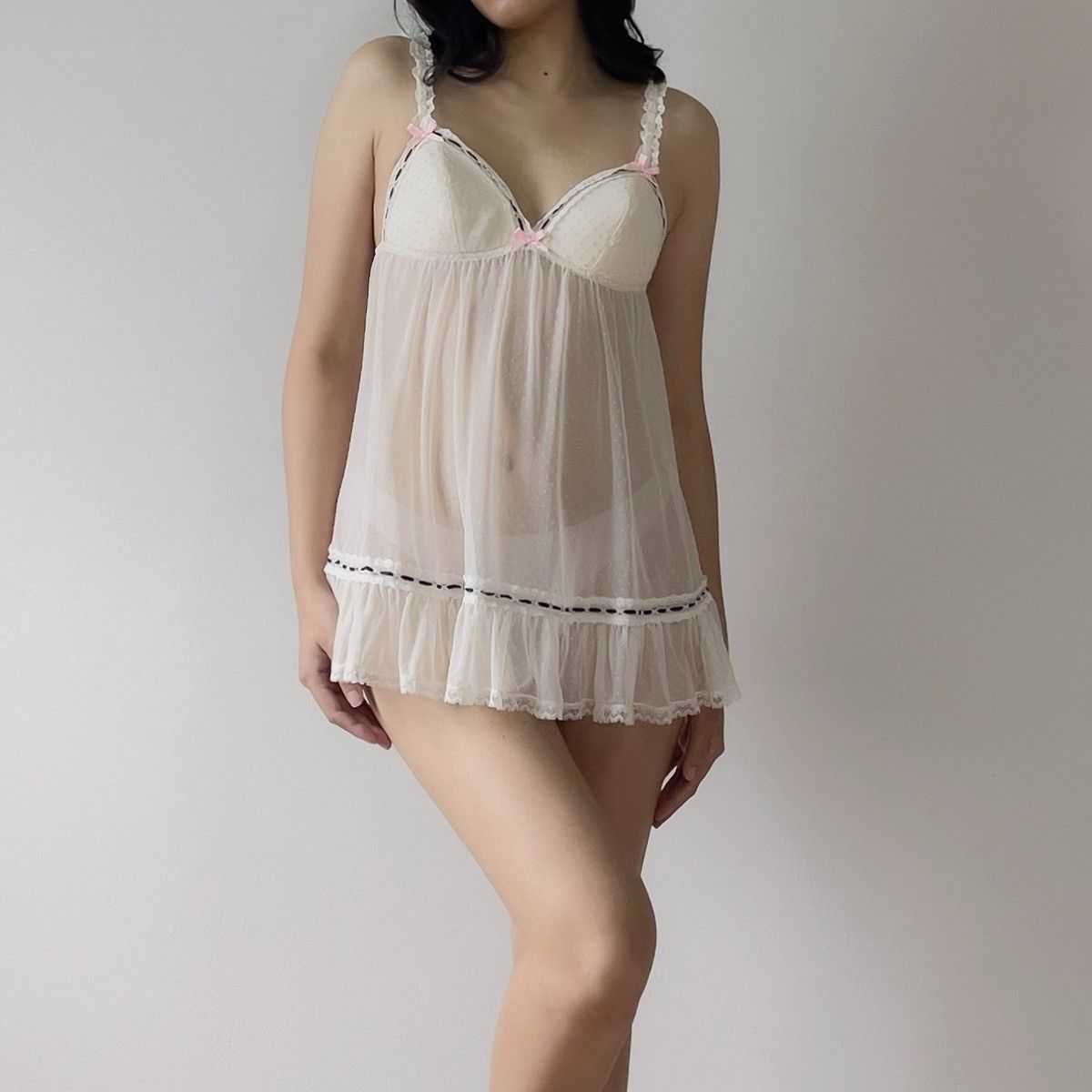 Victoria's Secret Romantic Cream Mesh Sheer Mini Dress (Small) Size S / US 4 / IT 40 - 5 Thumbnail