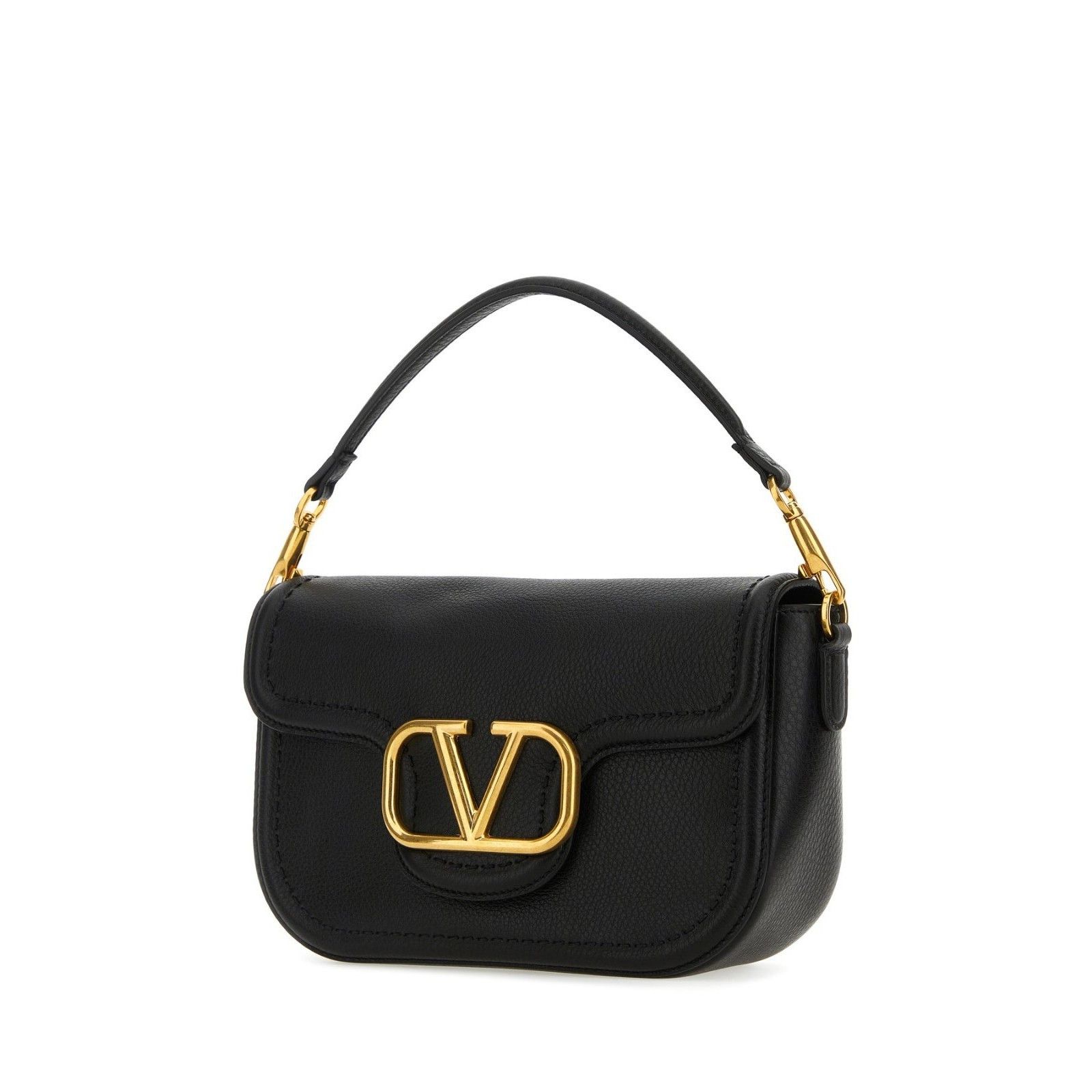Valentino VALENTINO GARAVANI Alltime Black Grainy Leather Shoulder Bag Size ONE SIZE - 2 Thumbnail