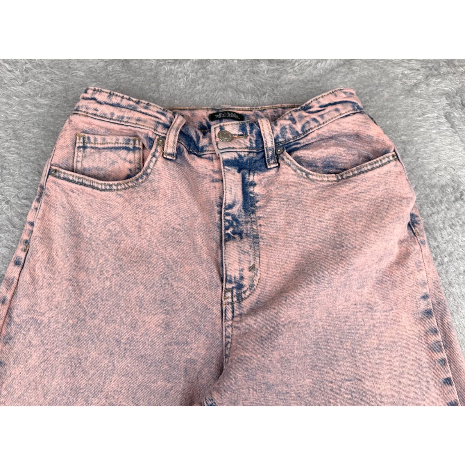 Vintage Wild Fabel Jeans Womens 4 Pink Blue Distressed High Rise Straight Cotton Size 27" / US 4 / IT 40 - 4 Thumbnail