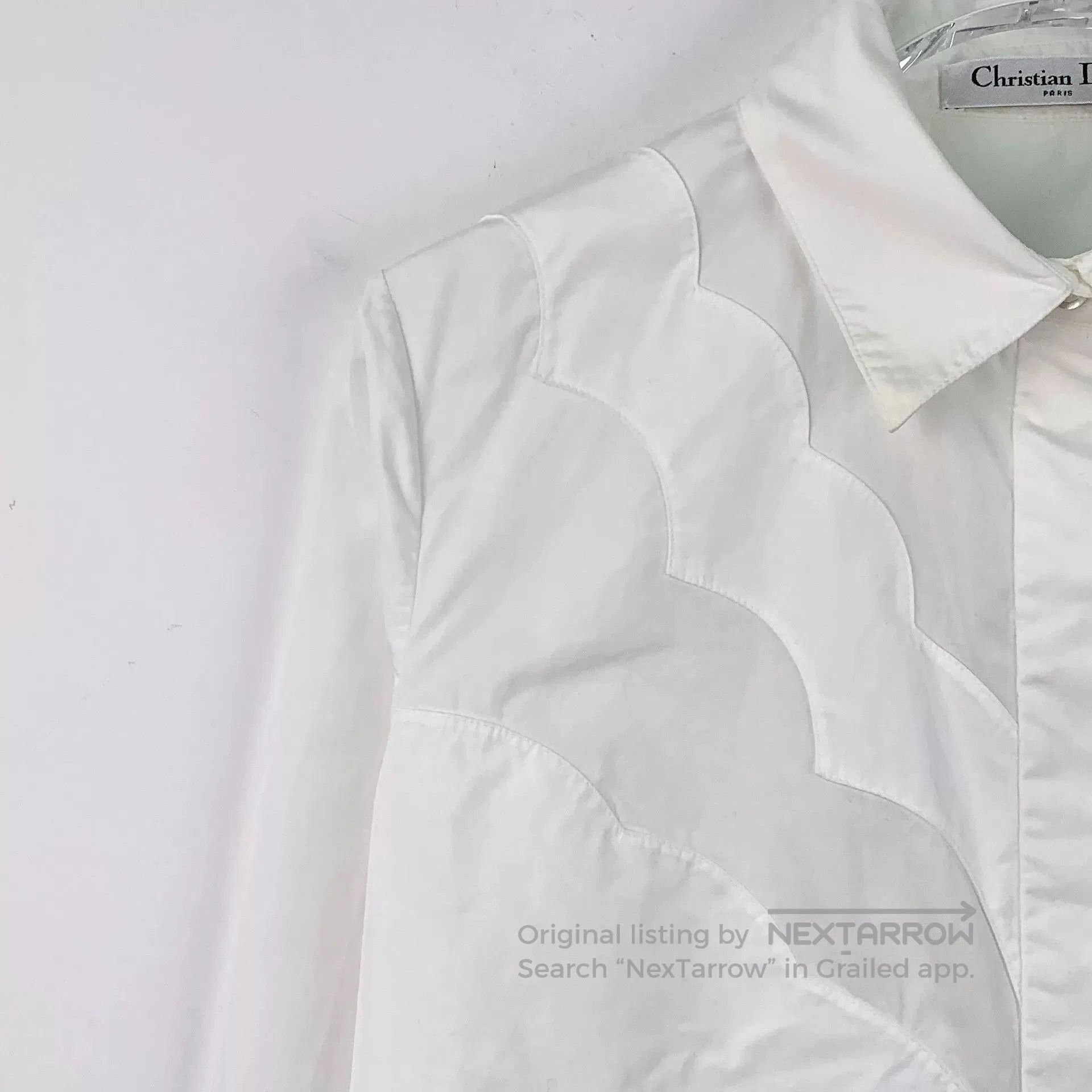 Dior white cotton shirt dress with irregular hem. Size US S / EU 44-46 / 1 - 3 Thumbnail