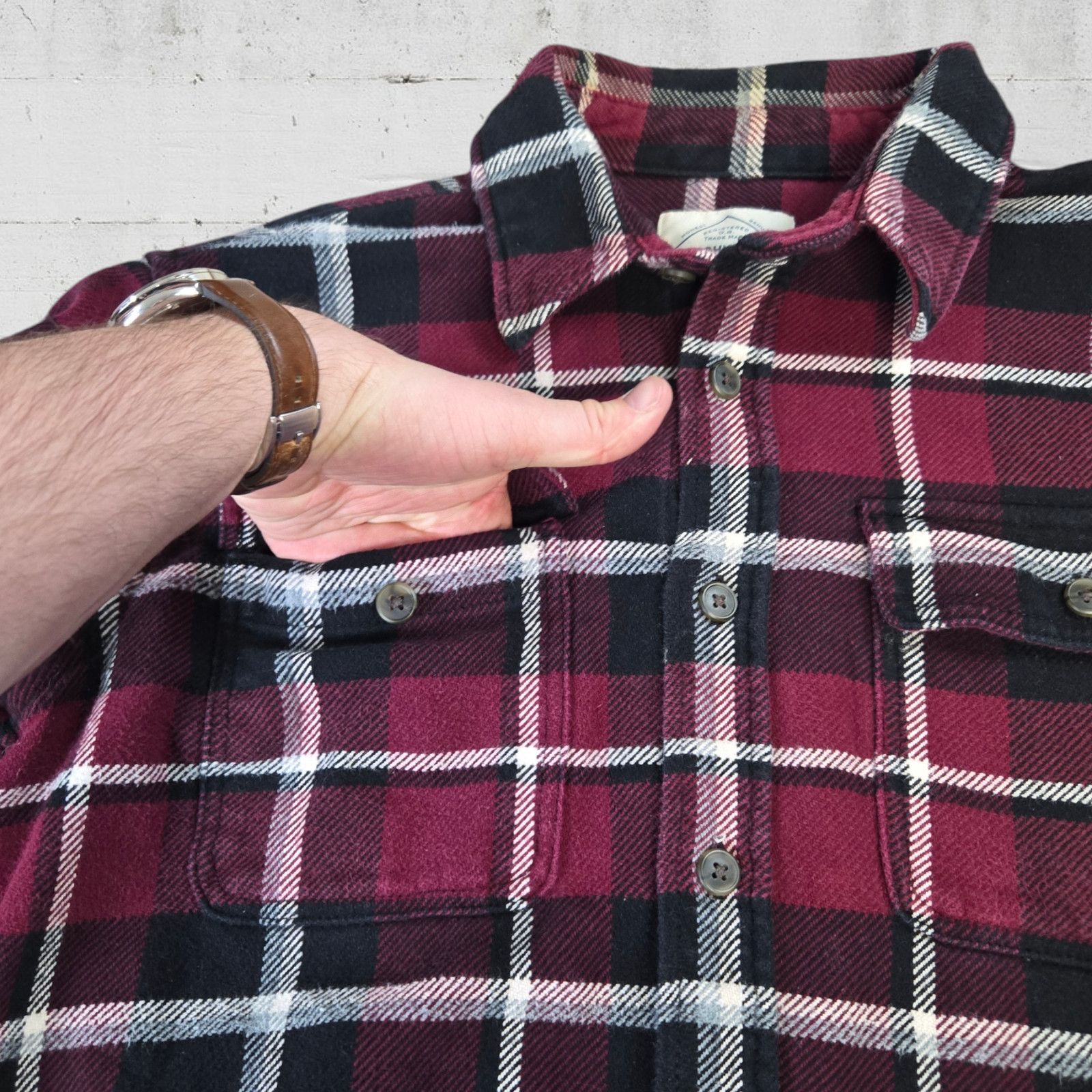 St. Johns Bay Dark Cherry Red Plaid Flannel Size Large Size US L / EU 52-54 / 3 - 4 Thumbnail