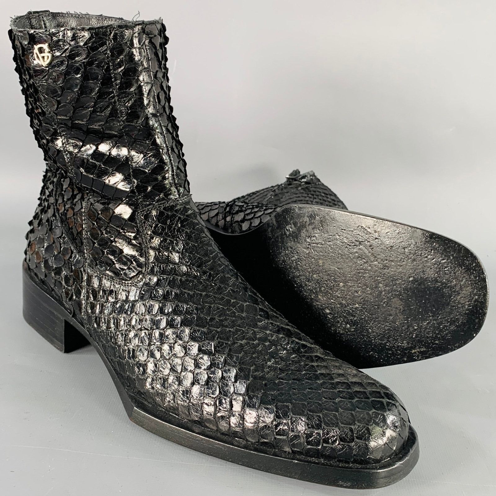 Versace GIANNI VERSACE Black Python Leather Side Zipper Ankle Boots Size US 8 / EU 41 - 5 Thumbnail