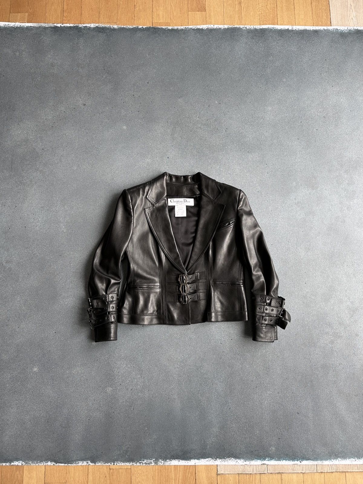 Christian Dior Monsieur DIOR by John Galliano Leather Black Bondage Buckle Jakcet Size M / US 6-8 / IT 42-44 - 6 Thumbnail