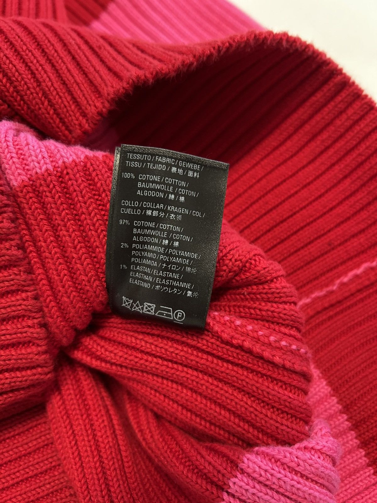 Balenciaga 2020 Bicolor Stripe Logo Knit Red & Pink Size US XS / EU 42 / 0 - 7 Thumbnail