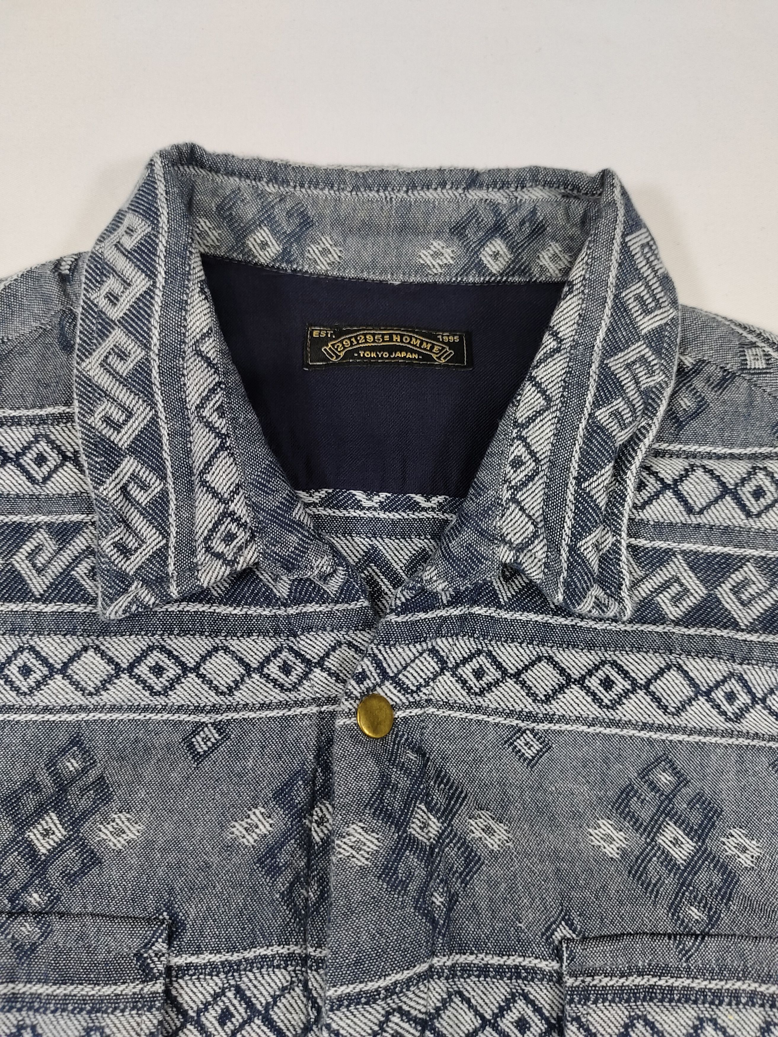 291295=Homme 291295 Homme 🇯🇵 Geometric Tribal Jacquard Work Shirt Size US M / EU 48-50 / 2 - 5 Thumbnail