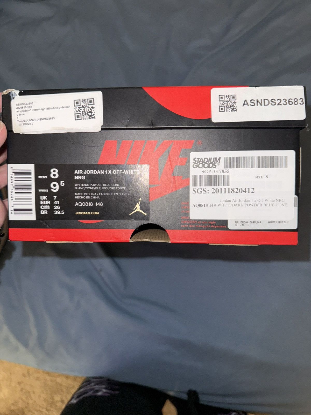 Jordan Brand × Nike × Off-White Jordan 1 retro high off-white university blue Size US 8 / EU 41 - 19 Thumbnail