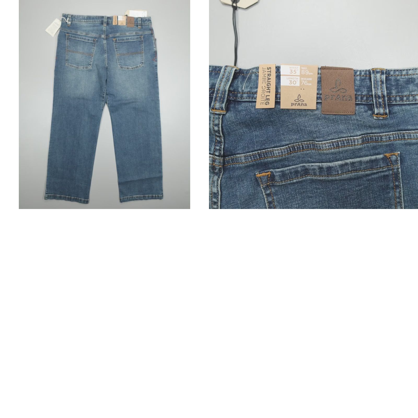 Prana Prana Axiom Jeans Men’s 35x30 Stone Wash Stretch Denim Standard Fit 5-Pocket Design Straight Regular Rise Mid Blue Denim Cotton Lycra Mens Inseam 30 Size US 35 - 8 Thumbnail