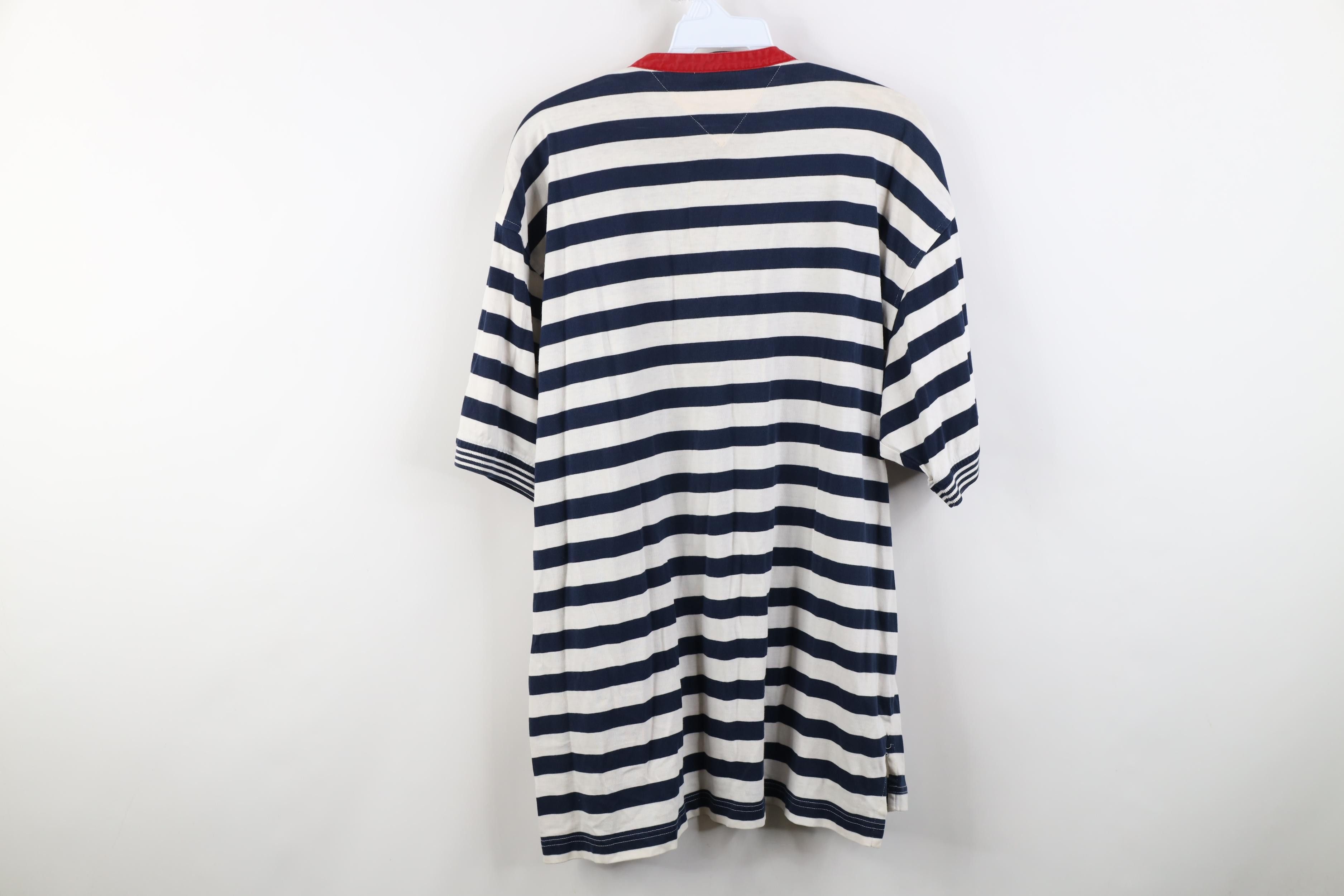 Tommy Hilfiger Vintage 90s Tommy Hilfiger Crest Striped Henley T-Shirt Size US L / EU 52-54 / 3 - 12 Thumbnail
