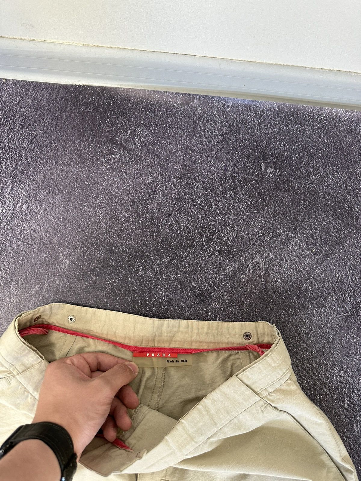 Helmut Lang Vintage Prada Red Tab Cream Rare Grail Baggy Nylon Pants Size US 32 / EU 48 - 8 Thumbnail
