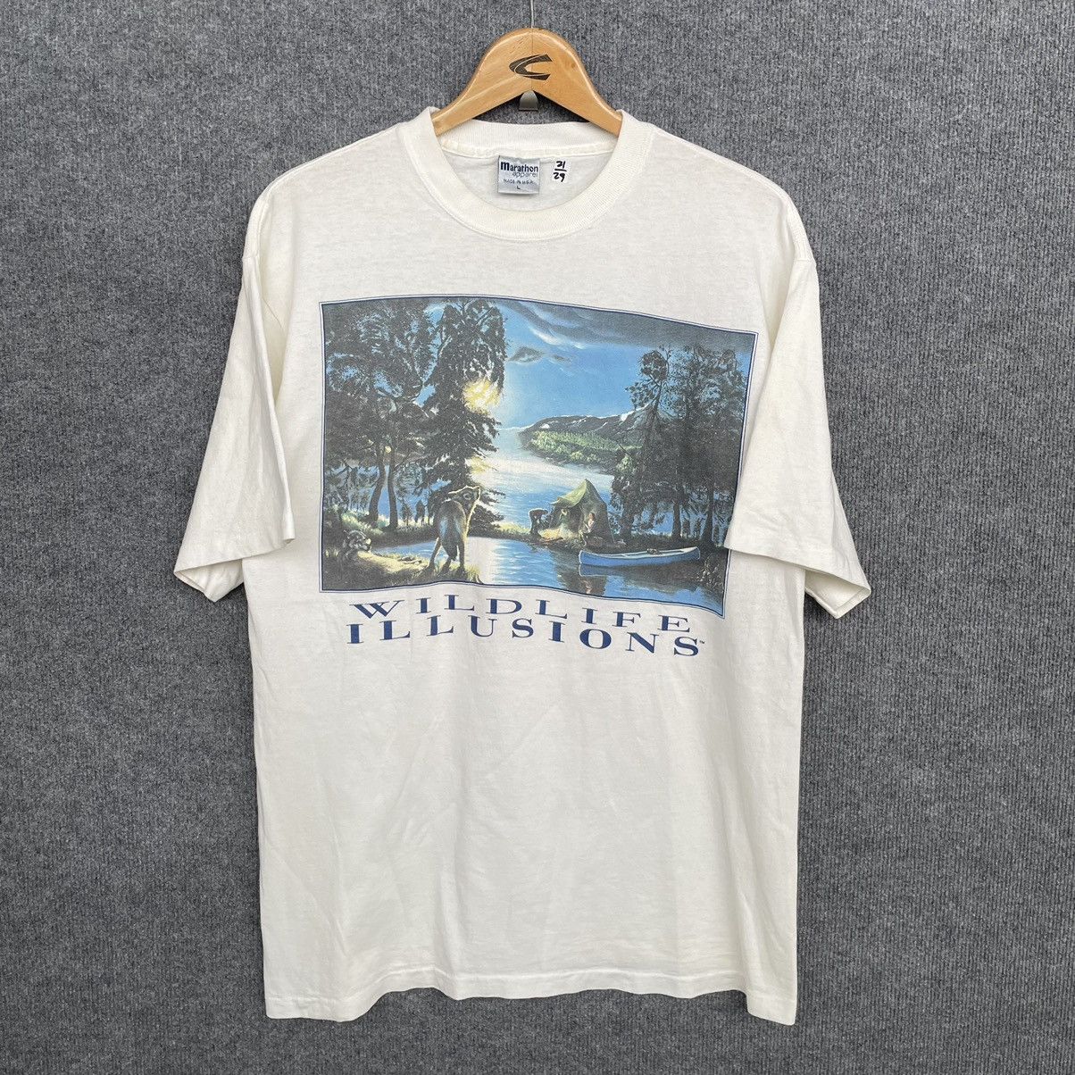 Habitat × Vintage 1990s Wildlife Illusions Nice Graphic T Shirt Size US L / EU 52-54 / 3 - 1 Thumbnail