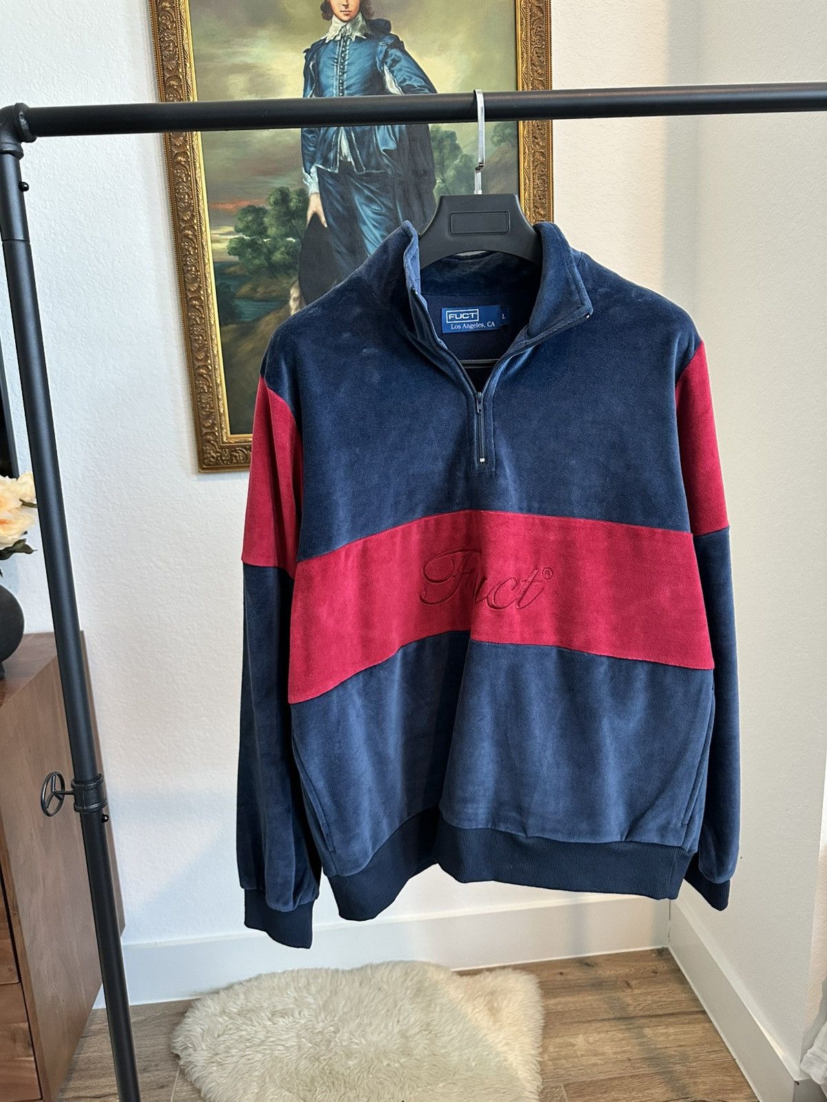 FUCT FUCT VELOUR QUARTER ZIP SWEATER NAVY Size US L / EU 52-54 / 3 - 2 Thumbnail