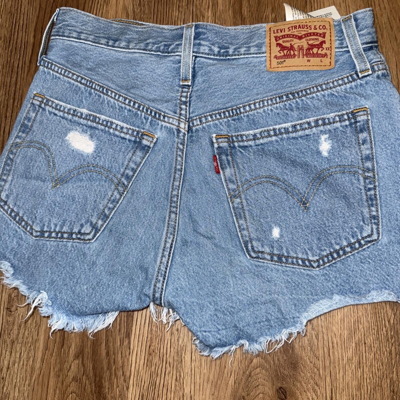 Levi's Levis 501 Cut Off Shorts Denim Frayed Button Fly Distressed Size 25" / US 0 / IT 36 - 5 Thumbnail