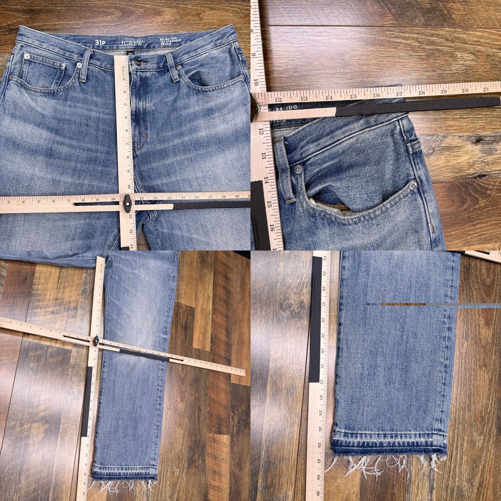 J.Crew J.CREW Jeans Straight Womens 31P Petite High Rise Frayed Hems Blue Denim 5-Pocket 21.5in Inseam Size 24" / US 00 / IT 34 - 8 Thumbnail