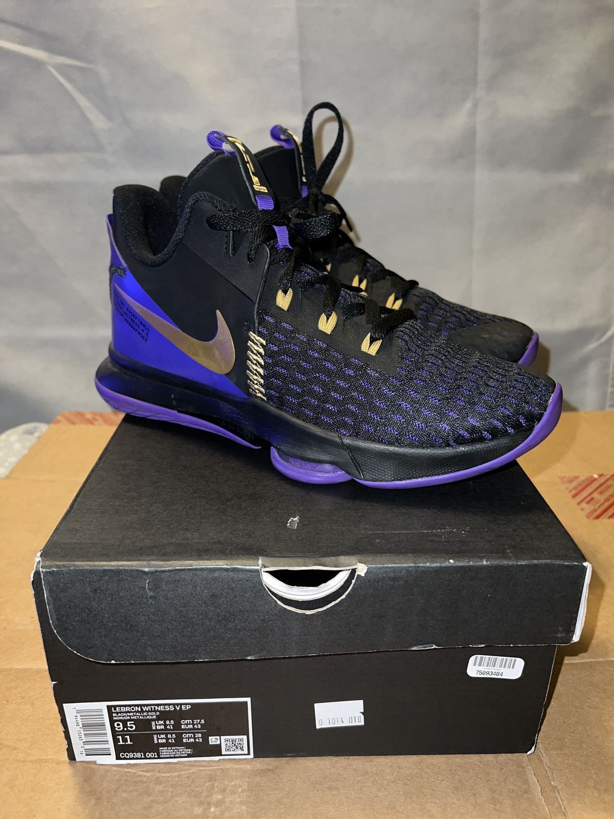image of Jordan Nike Lebron Witness 5 Ep - Basketball Shoes in Black, Men's (Size 9.5)