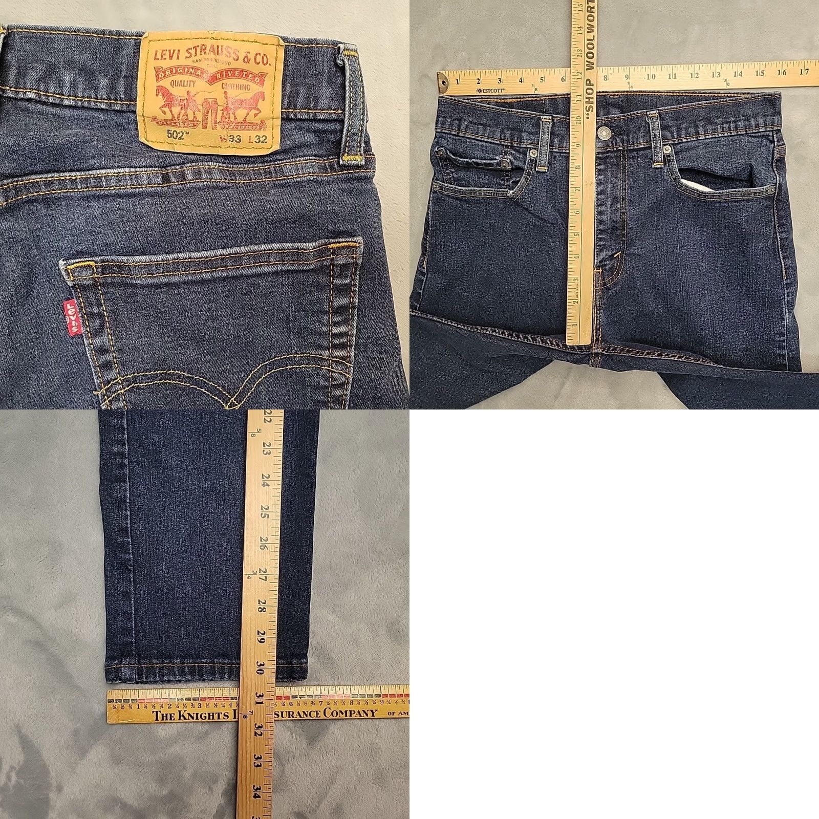 Vintage Levis Jeans Mens 33x32 Blue Denim 502 Red Tab Stretch Comfort Blend Casual Jeans Size US 33 - 8 Thumbnail