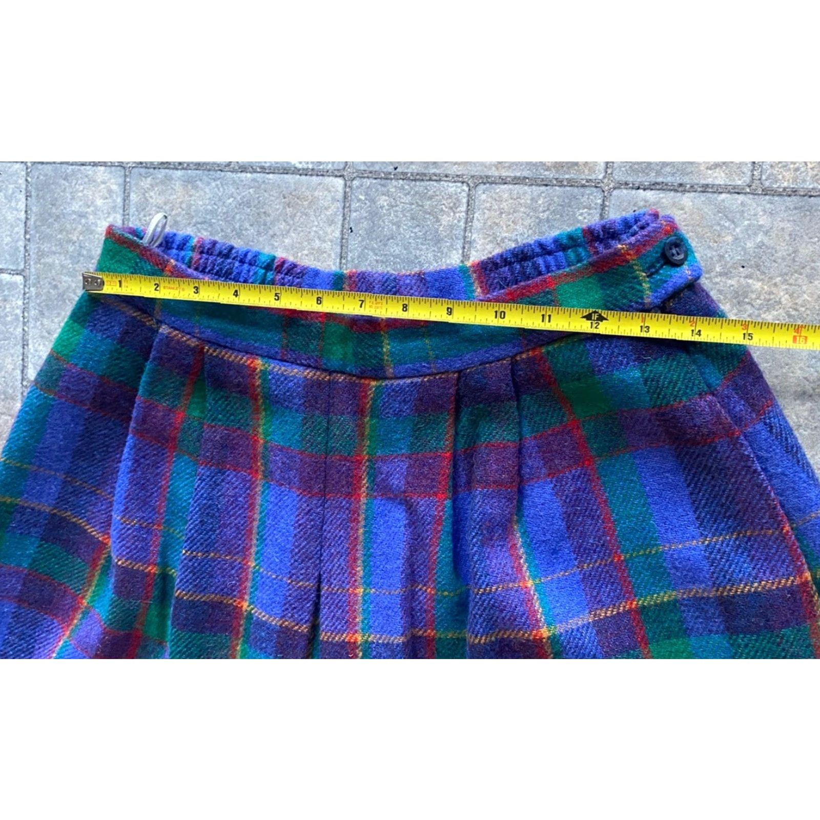Vintage VTG Avoca Collection Ireland MEDIUM Pure New Wool Plaid Lined Skirt WITH POCKETS Size 32" / US 10 / IT 46 - 5 Thumbnail