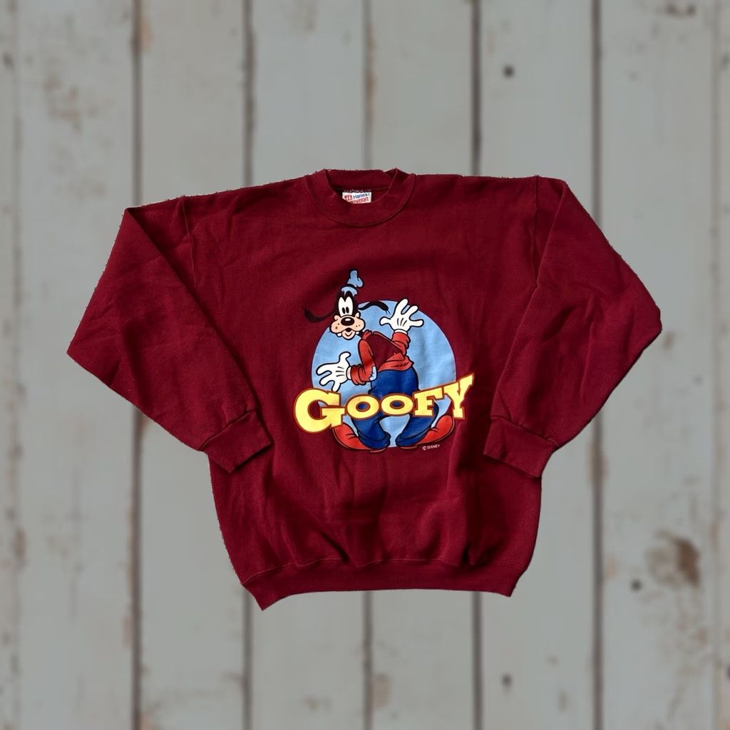Hanes VINTAGE Hanes Disney Mickey Sweatshirt Mens XL Red Crewneck Graphic Print 90s Cartoon Goofy Size US XL / EU 56 / 4 - 1 Thumbnail