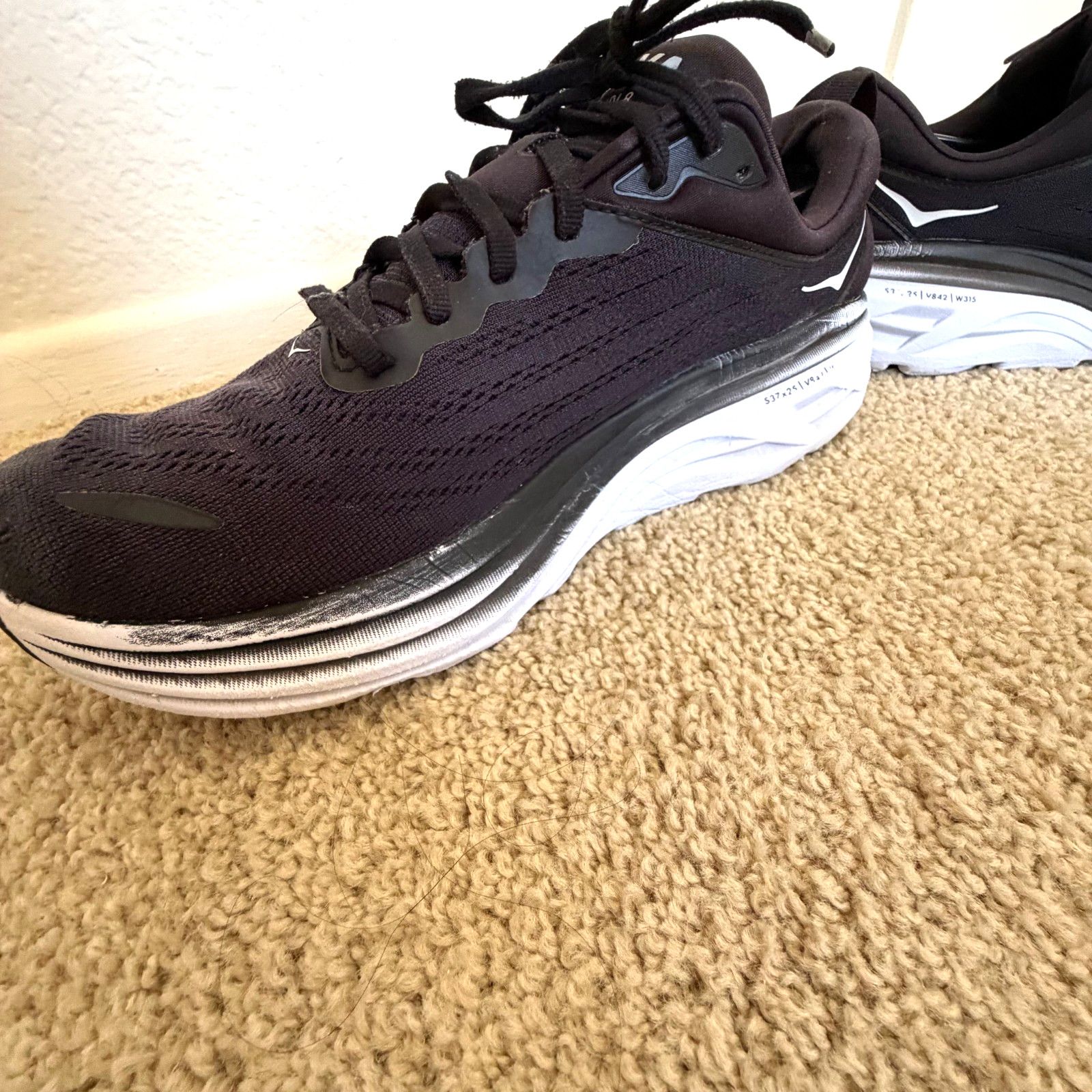 Hoka Hoka Bondi 8 Wide Black White Men's Road Running Sneakers Size US 8 / EU 41 - 10 Thumbnail