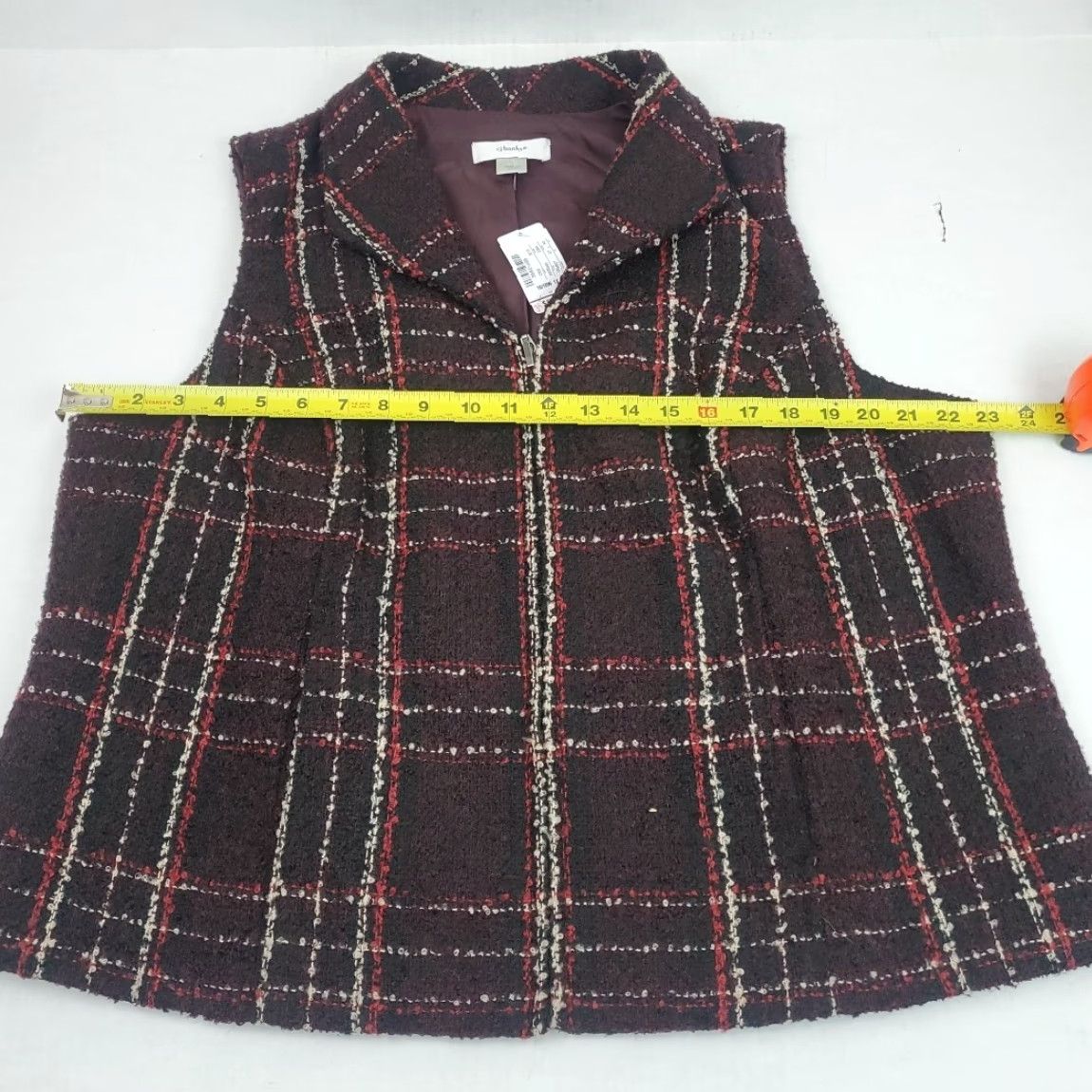 Vintage VINTAGE CJ Banks Poly Blend Sleeveless Full Zip Lined Vest Burgandy White Womens 1X Size XL / US 12-14 / IT 48-50 - 4 Thumbnail