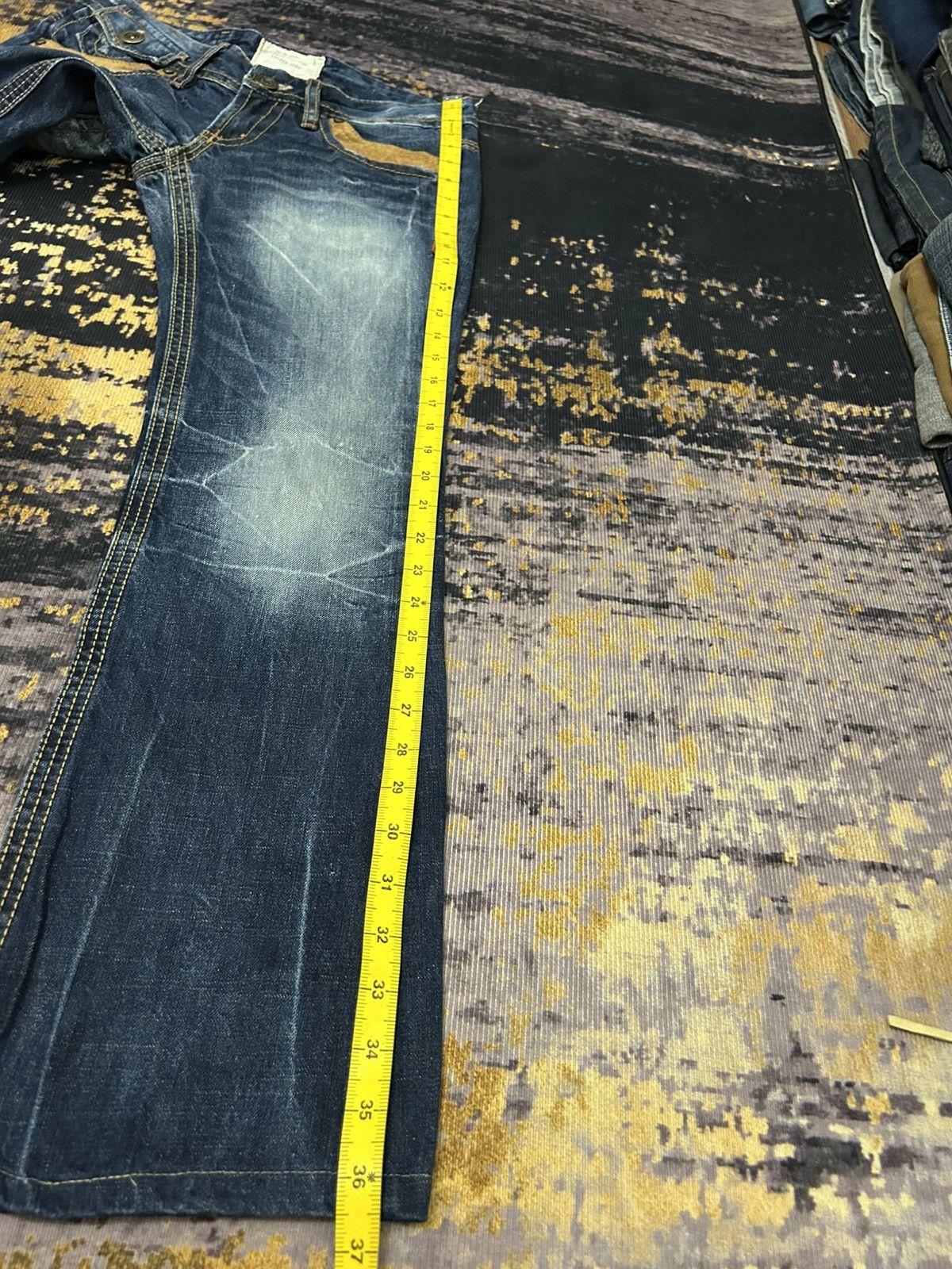Tornado Mart Lolita Mud Clawmark Leather Pocket Back Flare Jeans Size US 30 / EU 46 - 23 Thumbnail