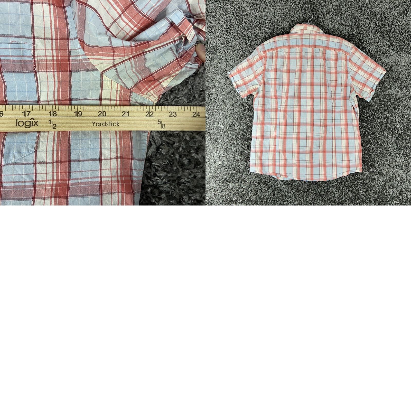 Banana Republic Banana Republic Button-Up Shirt Orange Plaid Short Sleeve L Men’s Regular Size L Mens Size US 33 - 8 Thumbnail